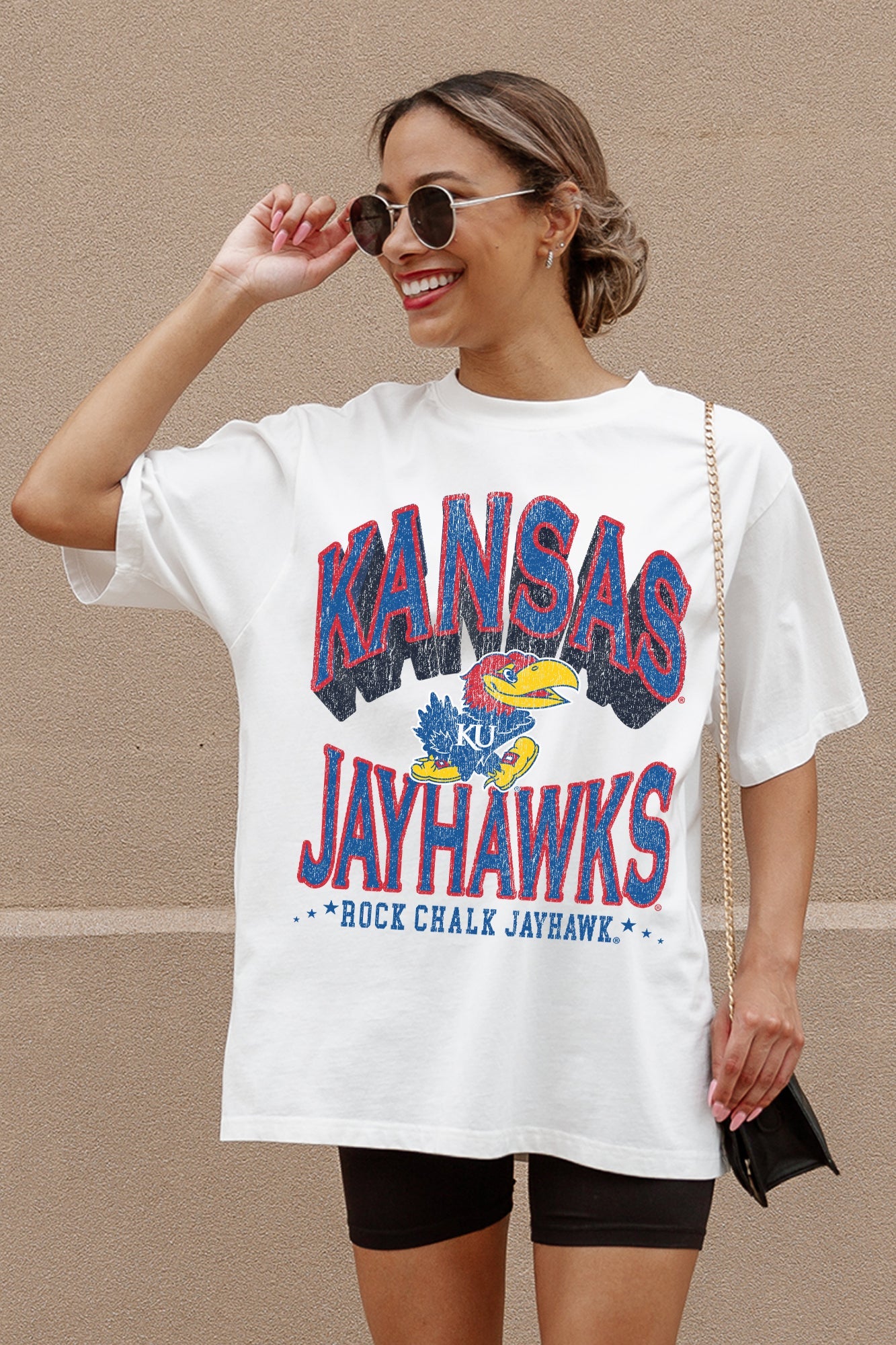 KANSAS JAYHAWKS SHAKEDOWN OVERSIZED CREWNECK TEE