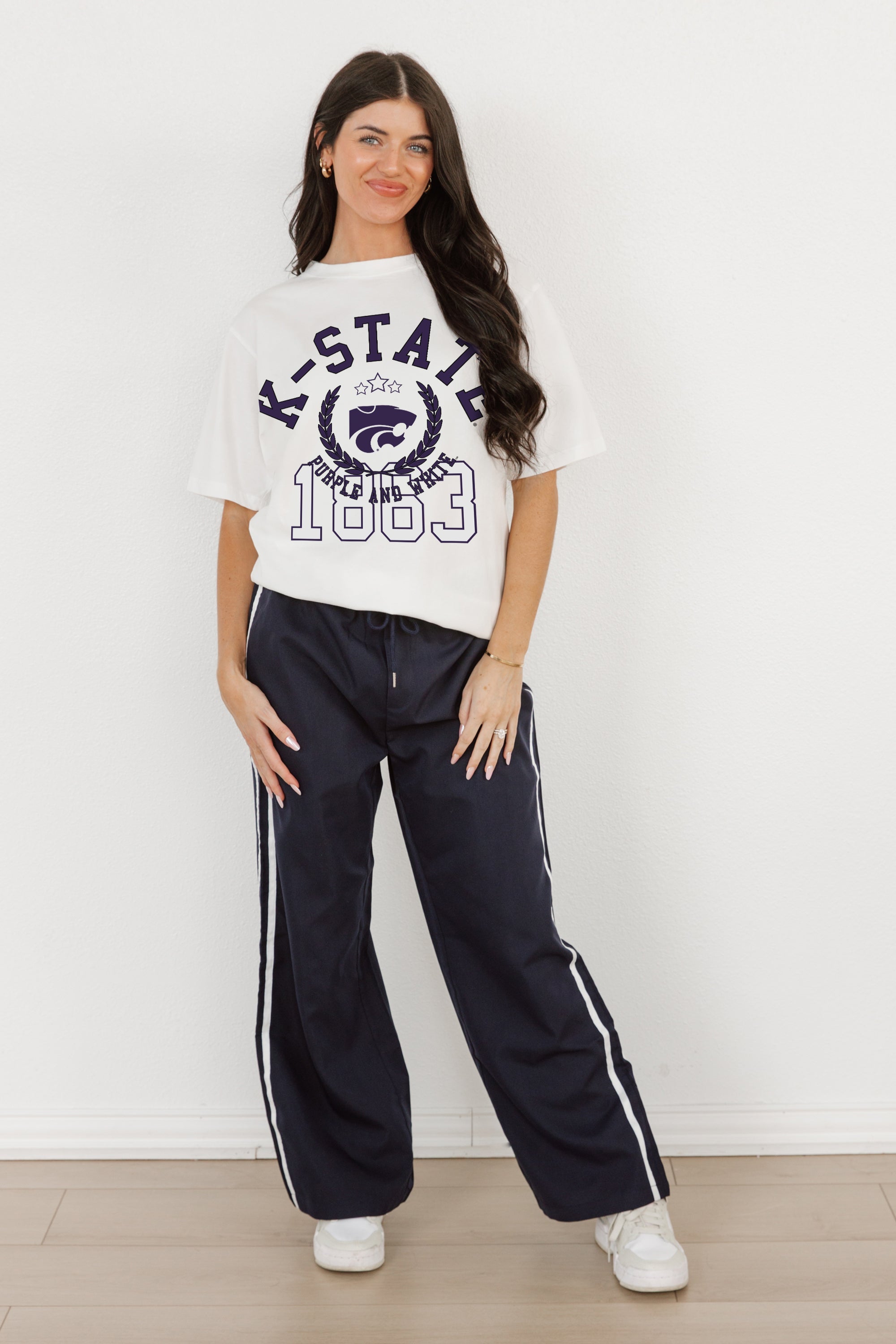 KANSAS STATE WILDCATS GO FOR TWO OVERSIZED CREWNECK TEE BY MADI PREWETT TROUTT