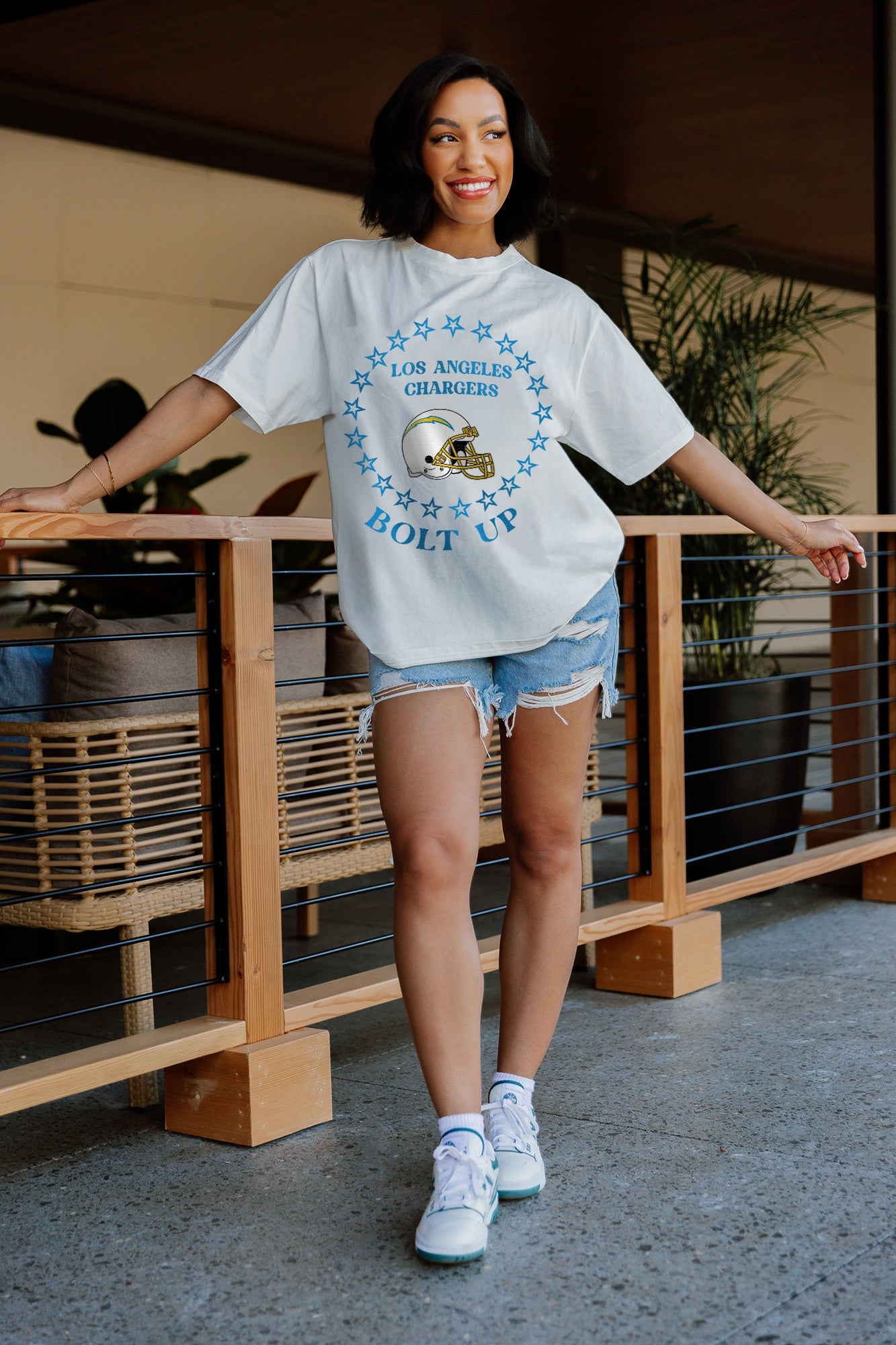 LOS ANGELES CHARGERS ON POINT OVERSIZED CREWNECK TEE