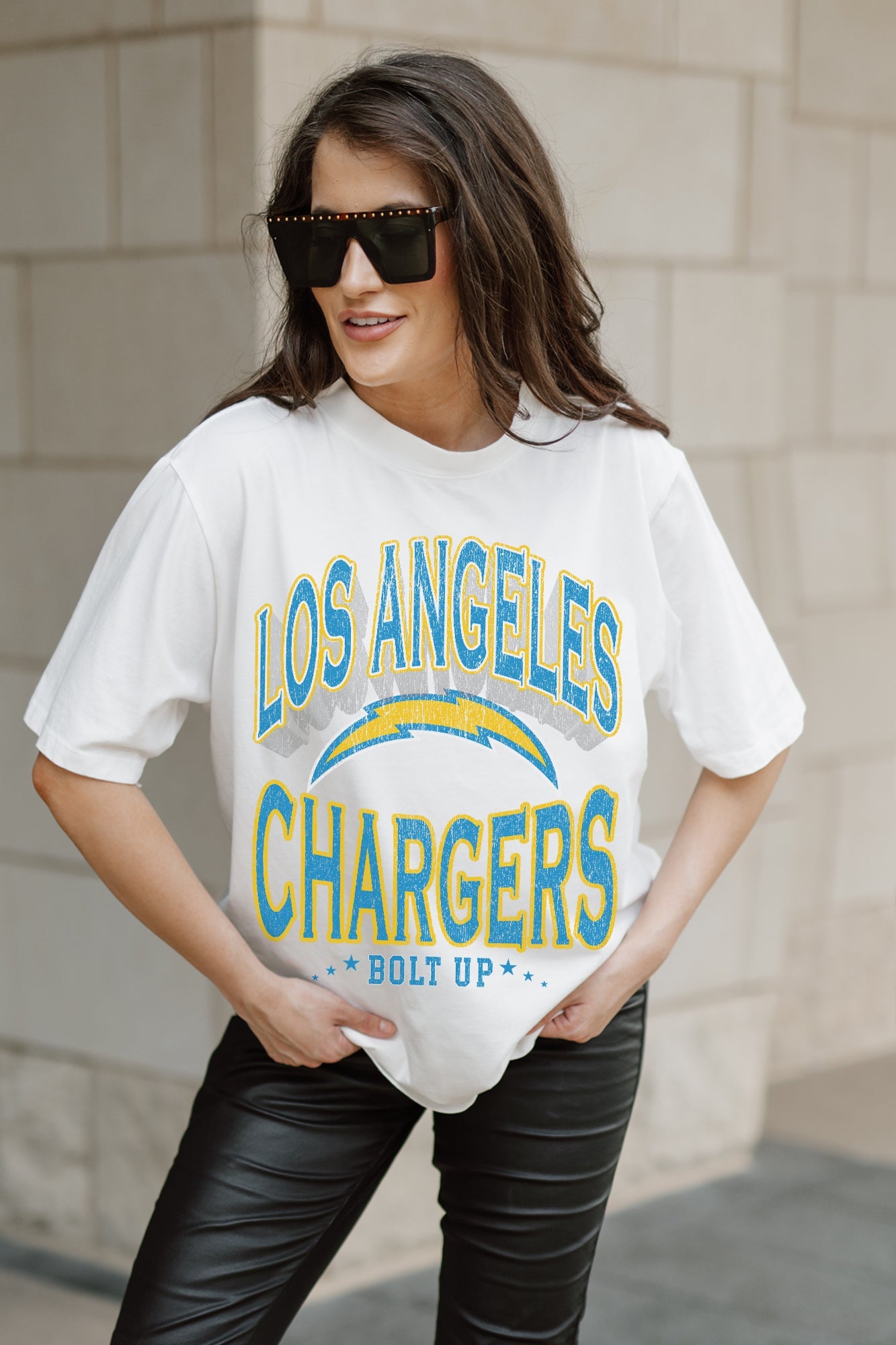 LOS ANGELES CHARGERS SHAKEDOWN OVERSIZED CREWNECK TEE