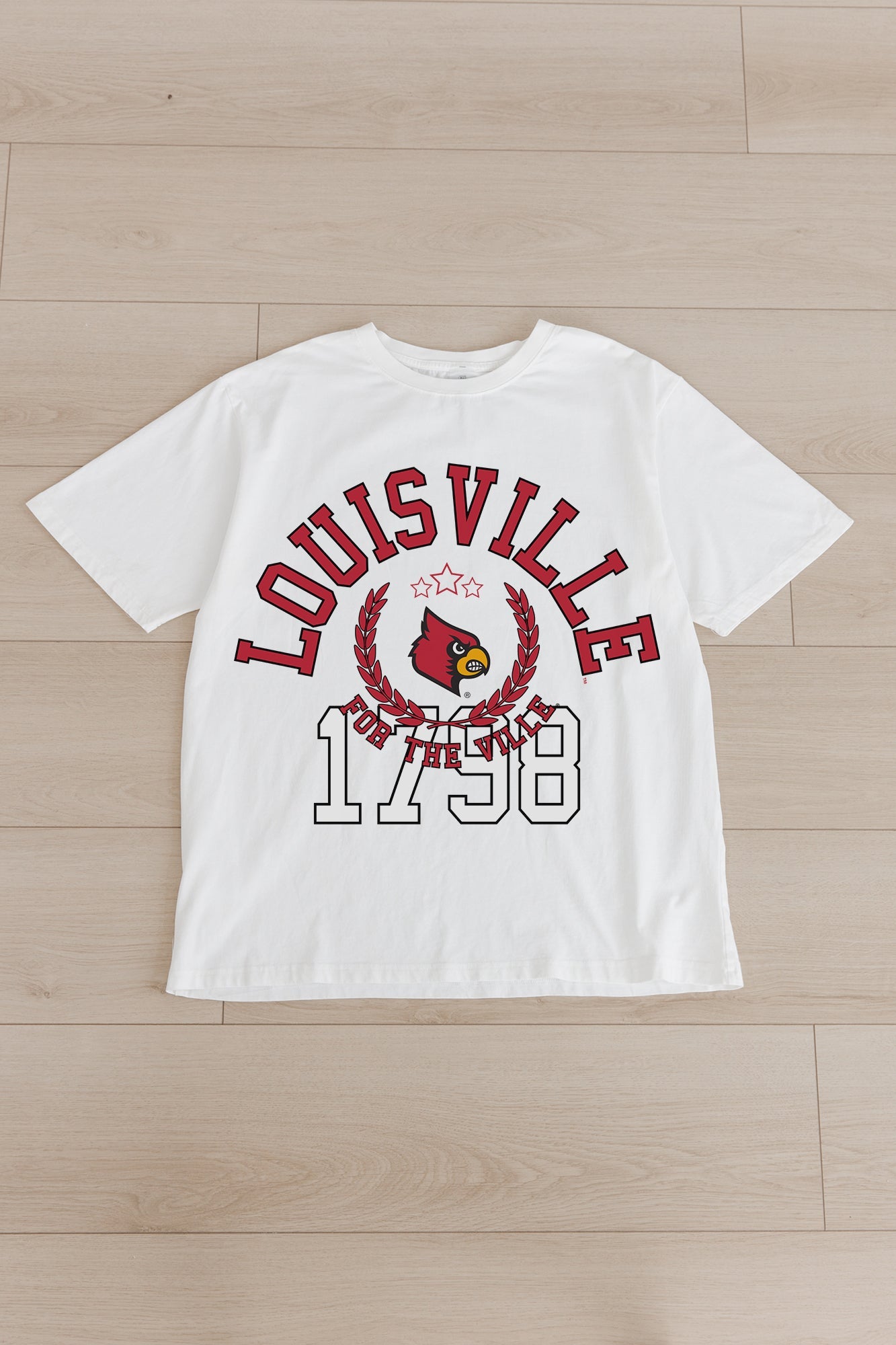 LOUISVILLE CARDINALS GO FOR TWO OVERSIZED CREWNECK TEE BY MADI PREWETT TROUTT