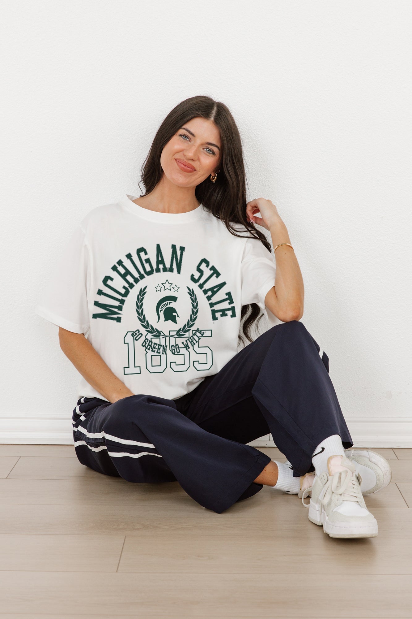 MICHIGAN STATE SPARTANS GO FOR TWO OVERSIZED CREWNECK TEE BY MADI PREWETT TROUTT