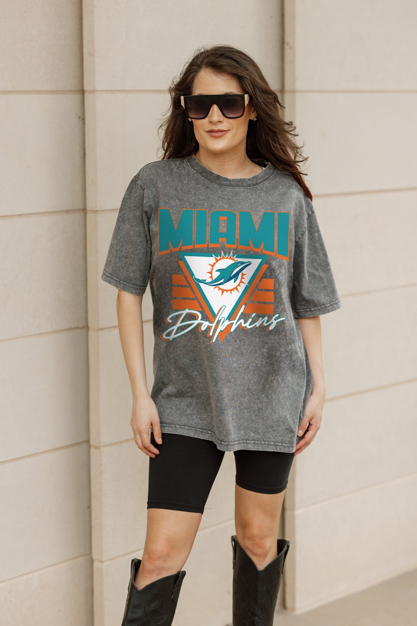 MIAMI DOLPHINS PLAY IT FORWARD OVERSIZED CREWNECK TEE