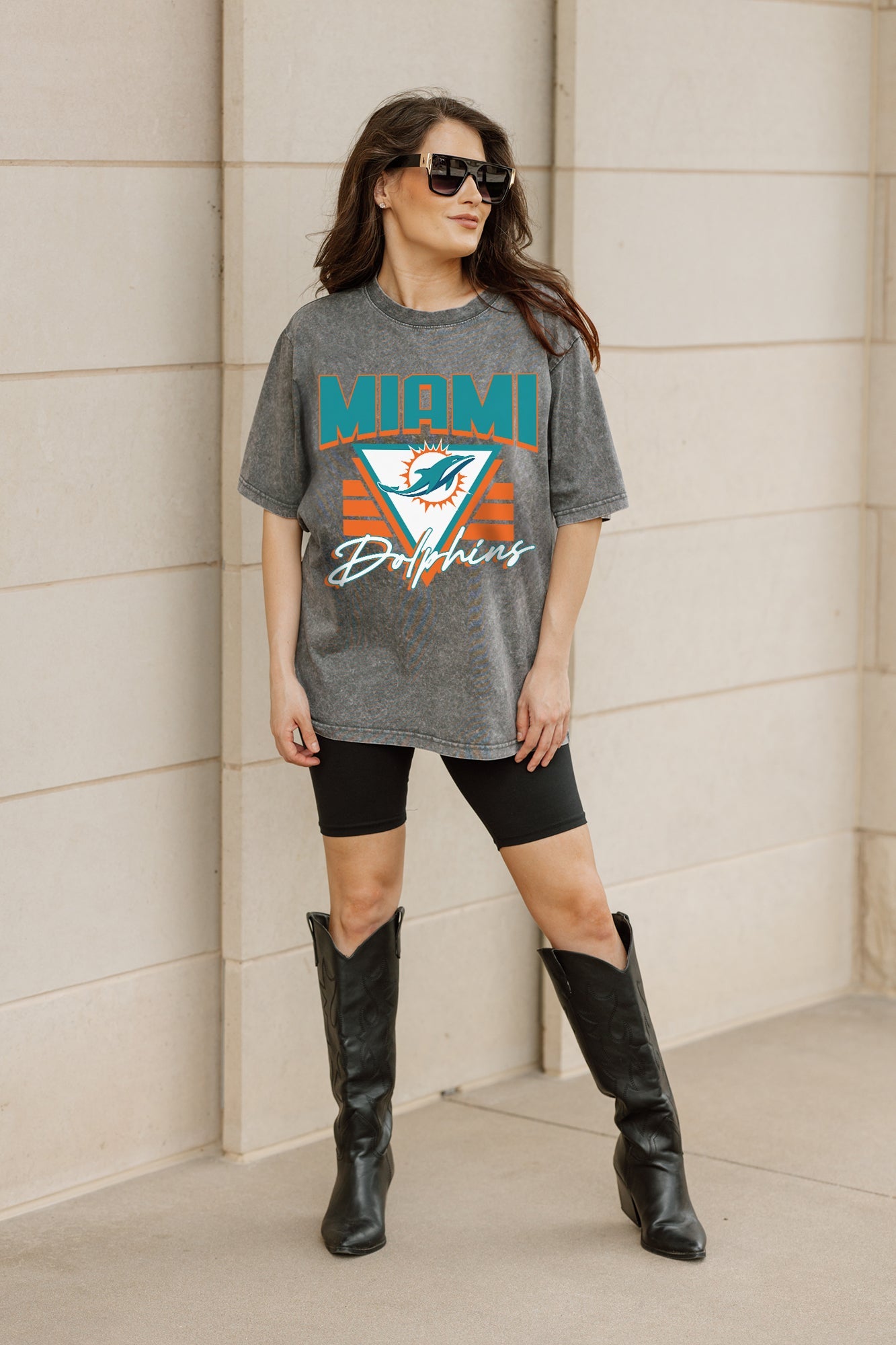 MIAMI DOLPHINS PLAY IT FORWARD OVERSIZED CREWNECK TEE