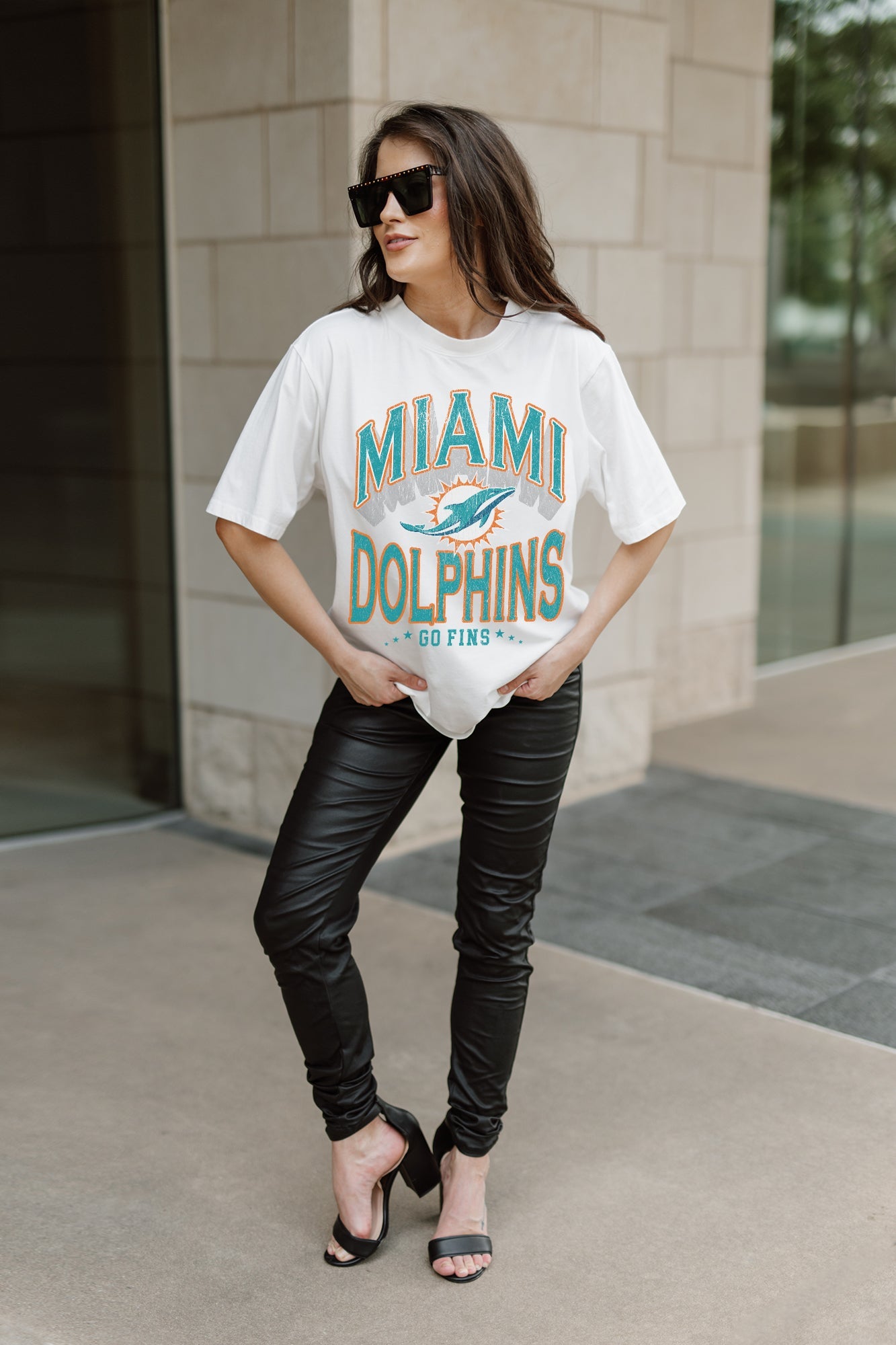 MIAMI DOLPHINS SHAKEDOWN OVERSIZED CREWNECK TEE