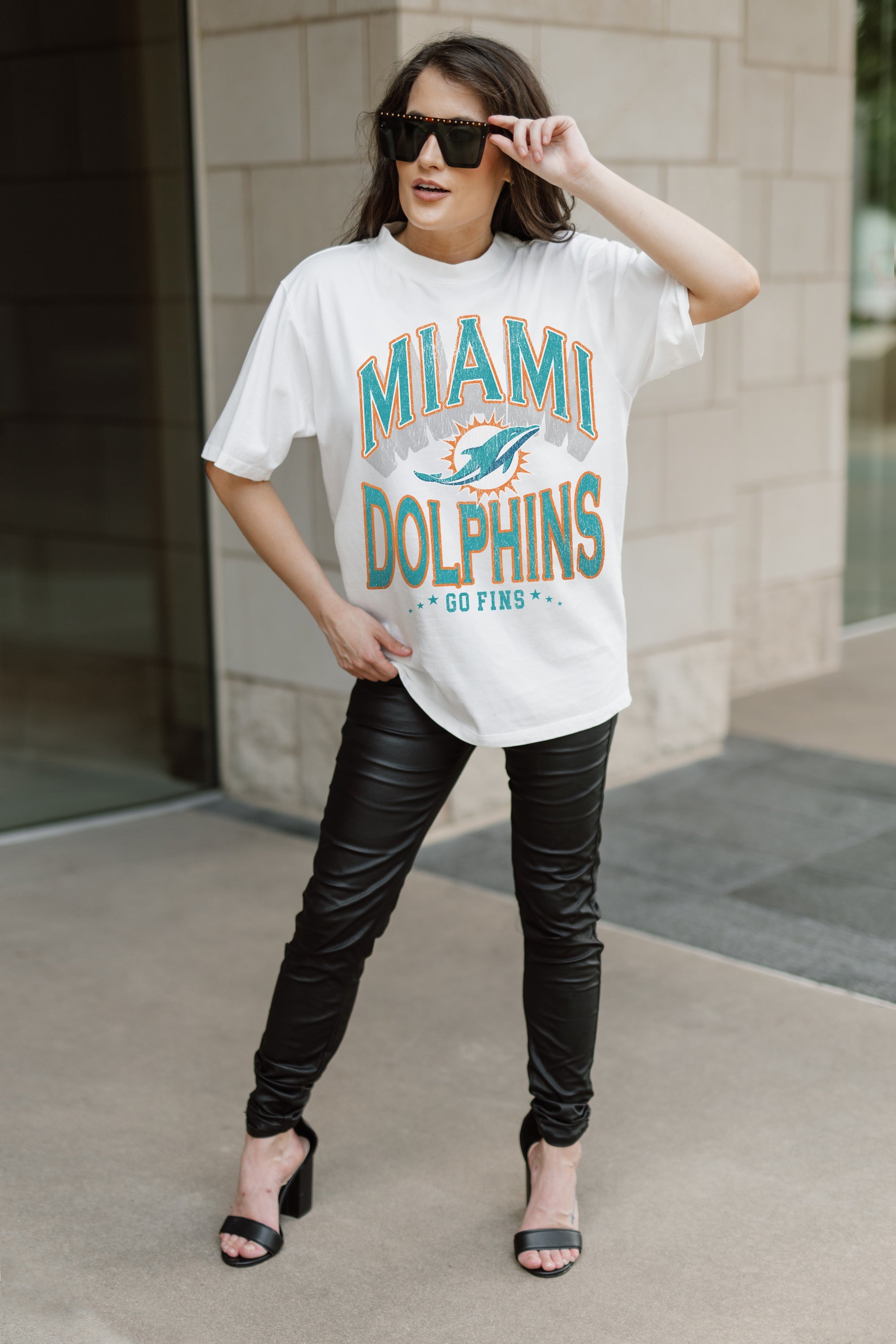 MIAMI DOLPHINS SHAKEDOWN OVERSIZED CREWNECK TEE