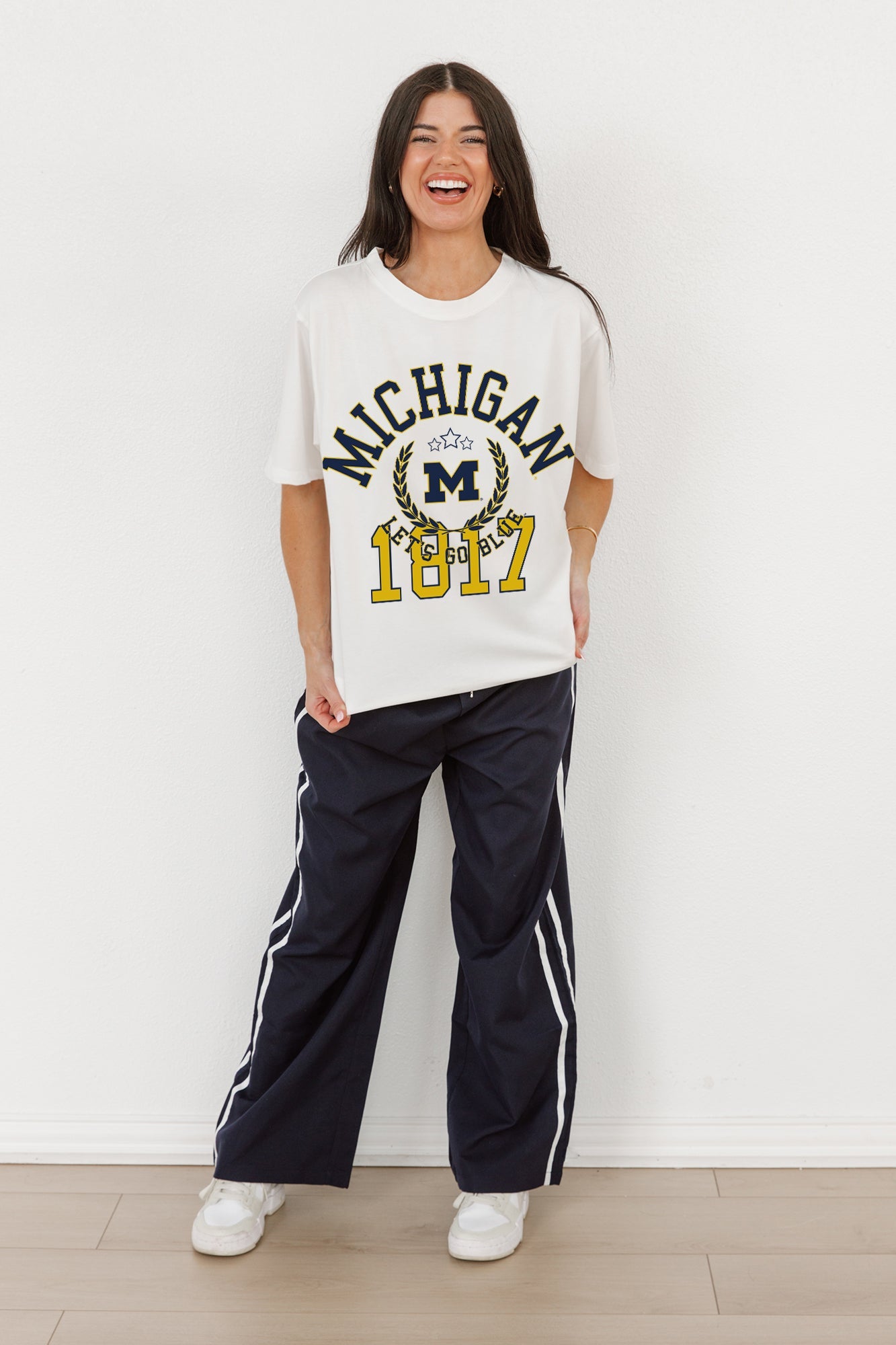 MICHIGAN WOLVERINES GO FOR TWO OVERSIZED CREWNECK TEE BY MADI PREWETT TROUTT