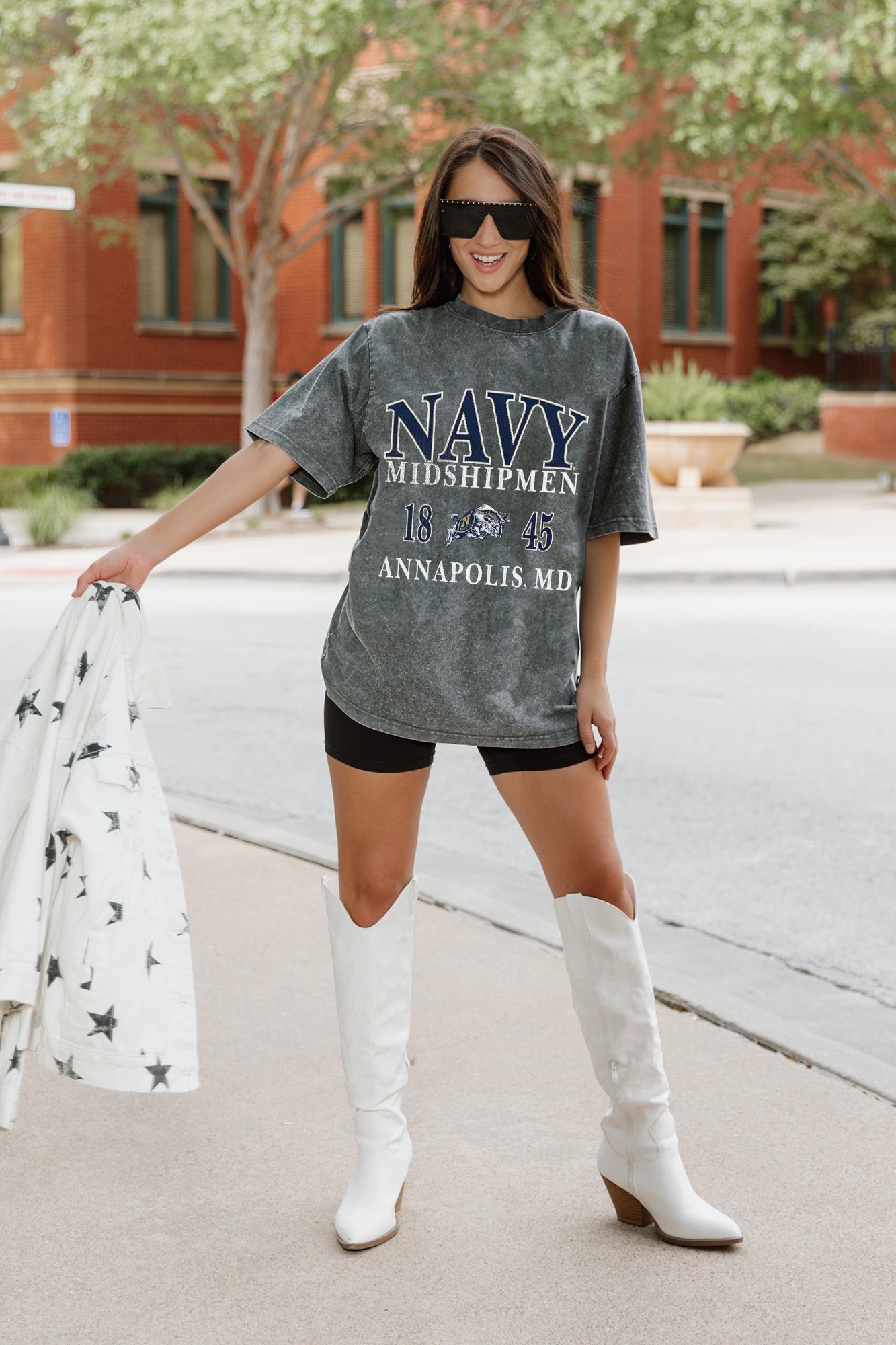 US NAVY MIDSHIPMEN THROWBACK OVERSIZED CREWNECK TEE