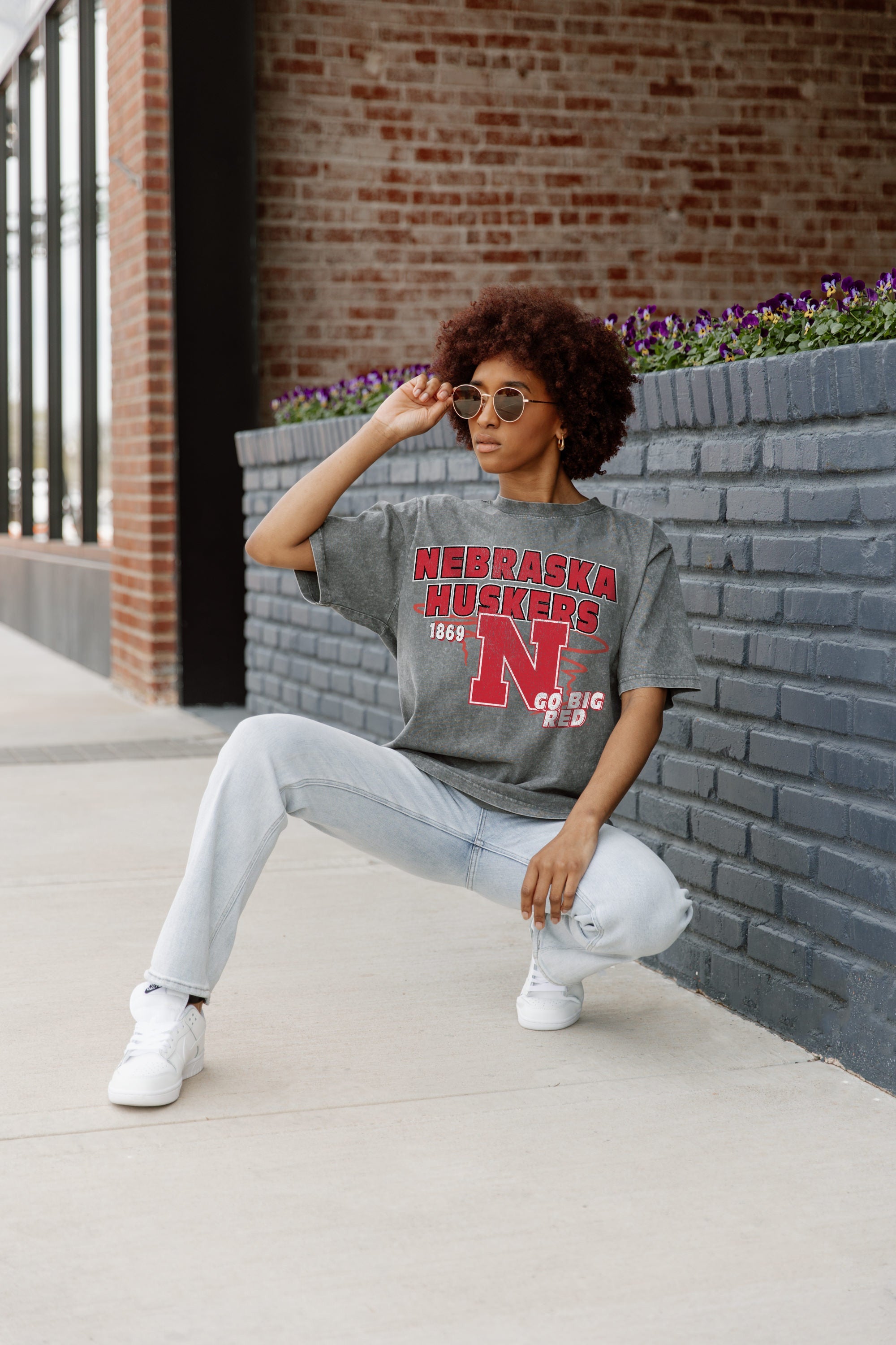 NEBRASKA CORNHUSKERS KEEP THE LEAD OVERSIZED CREWNECK TEE