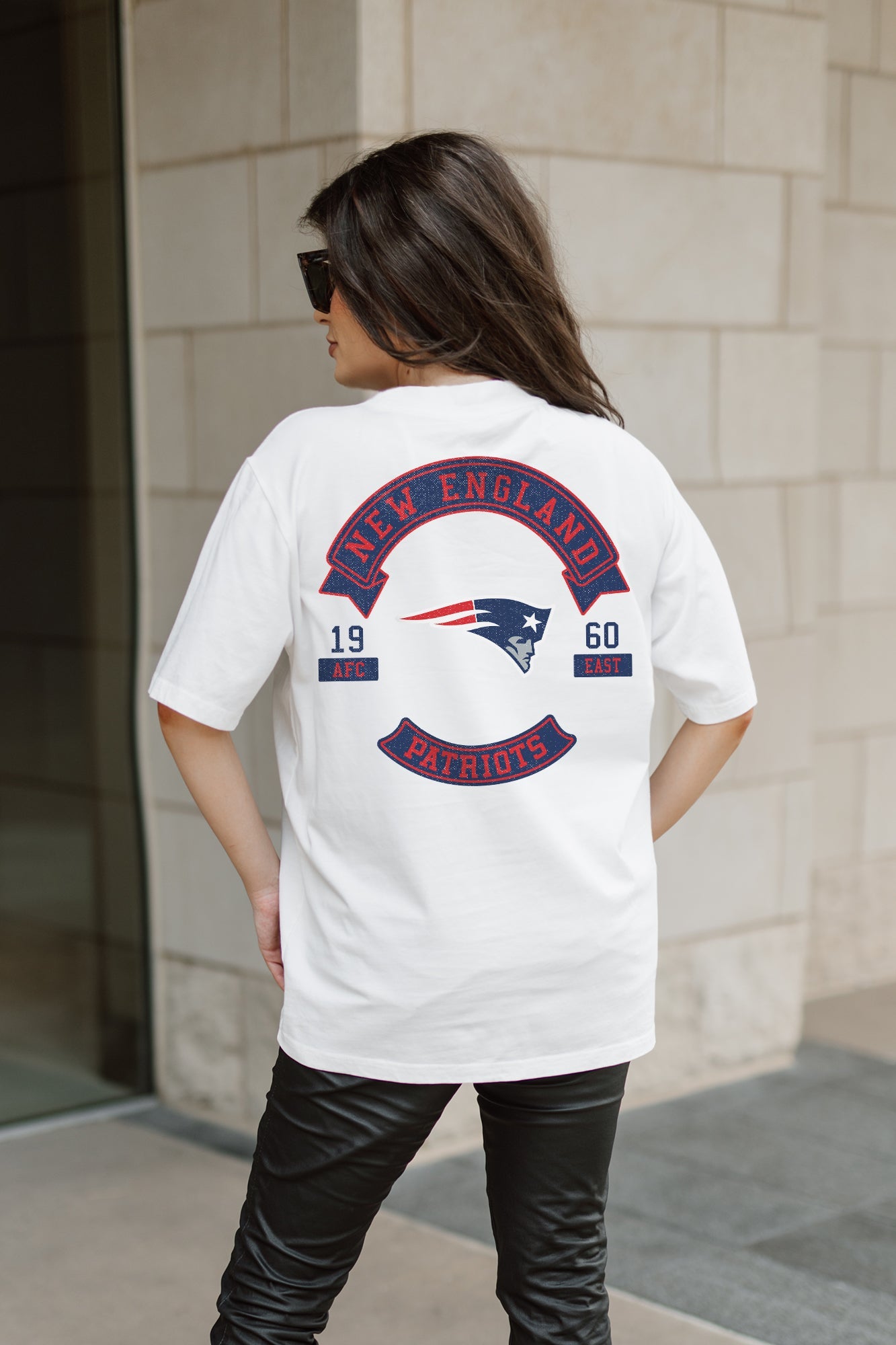 NEW ENGLAND PATRIOTS OUT OF BOUNDS OVERSIZED CREWNECK TEE