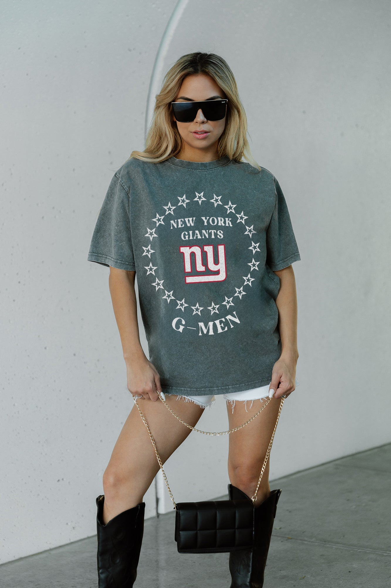 NEW YORK GIANTS BRIGHTEST STAR OVERSIZED CREWNECK TEE