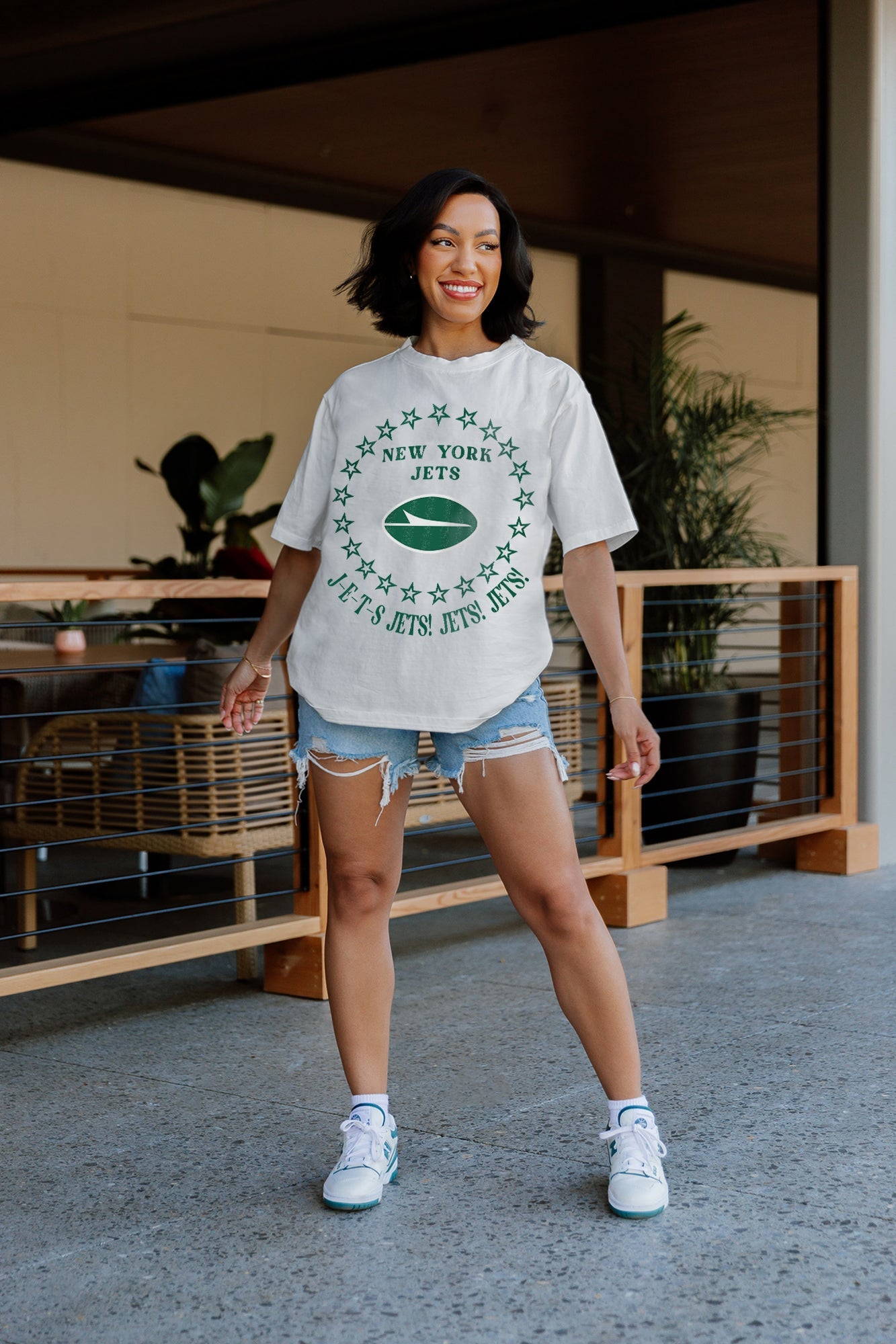 NEW YORK JETS ON POINT OVERSIZED CREWNECK TEE