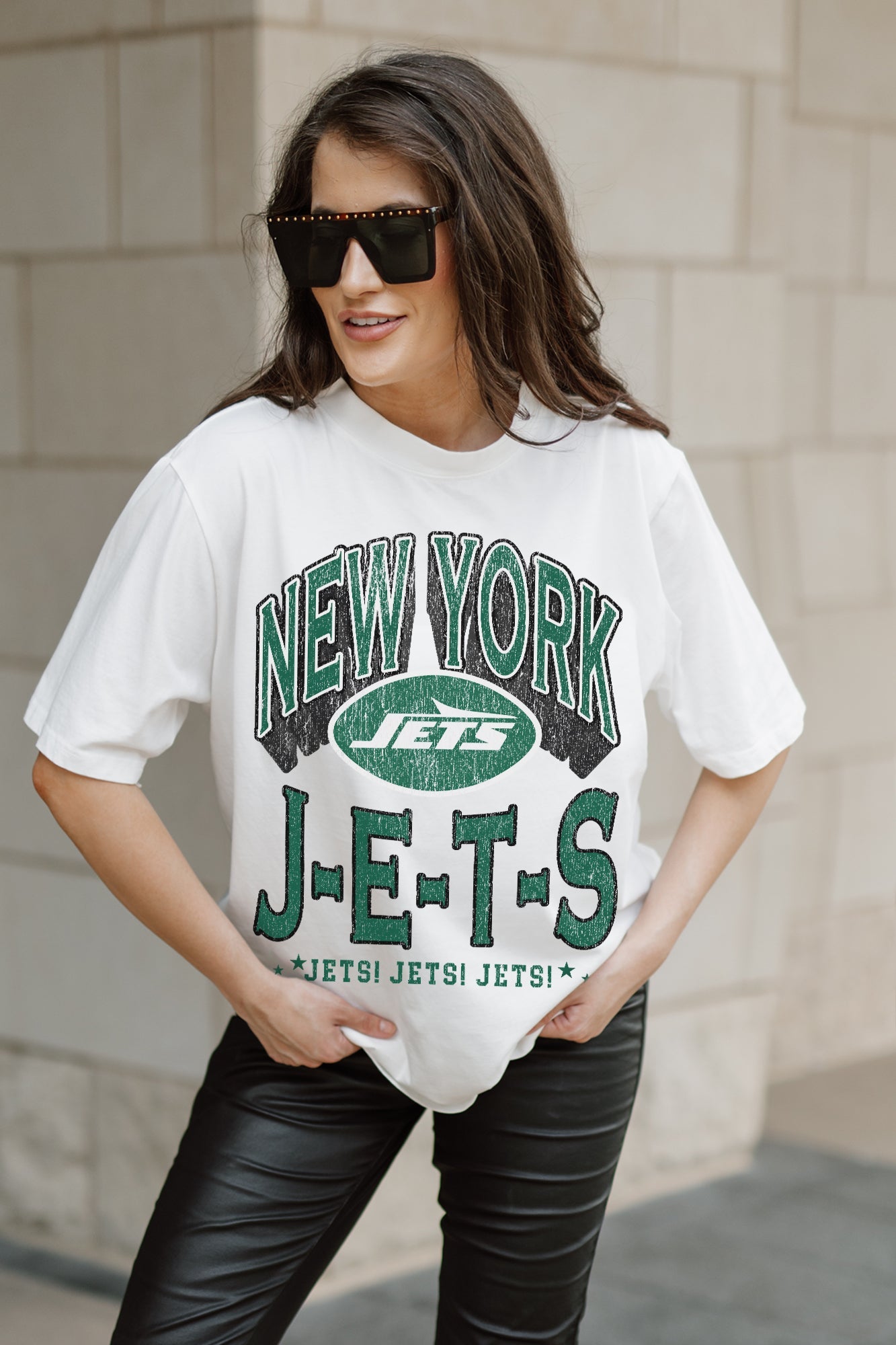 NEW YORK JETS SHAKEDOWN OVERSIZED CREWNECK TEE