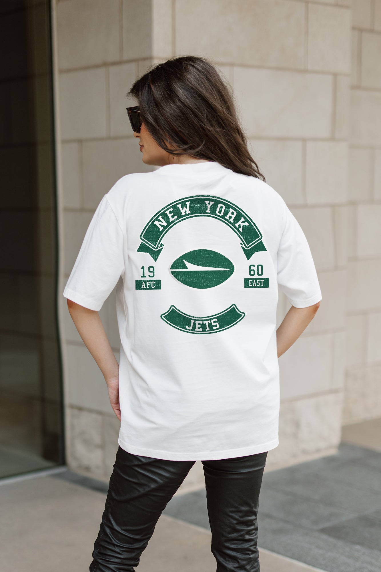 NEW YORK JETS OUT OF BOUNDS OVERSIZED CREWNECK TEE