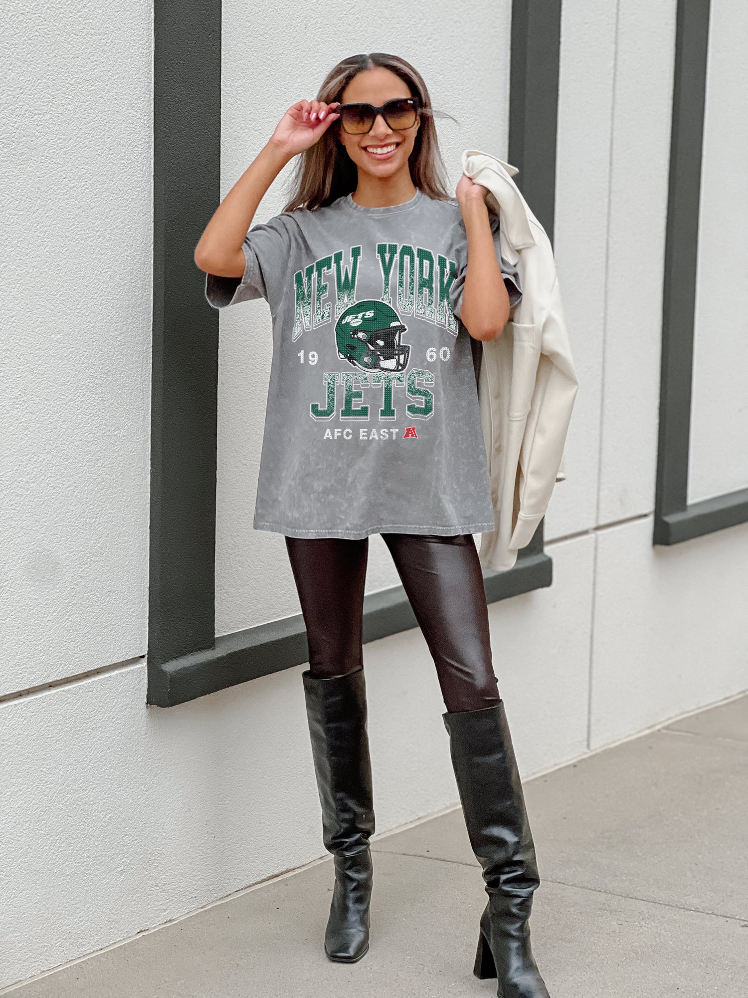 NEW YORK JETS COMING IN HOT OVERSIZED CREWNECK TEE – GAMEDAY