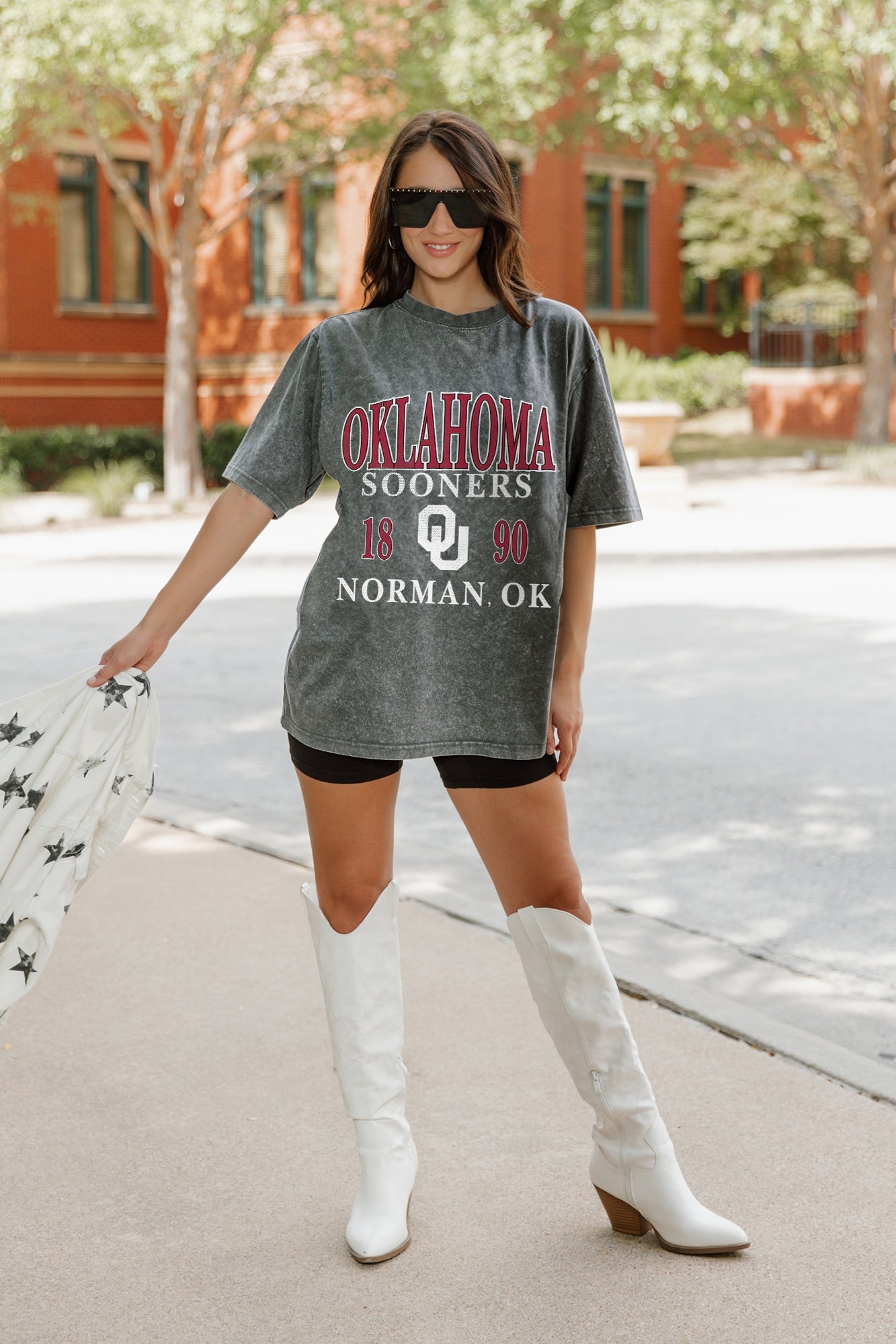 OKLAHOMA SOONERS THROWBACK OVERSIZED CREWNECK TEE