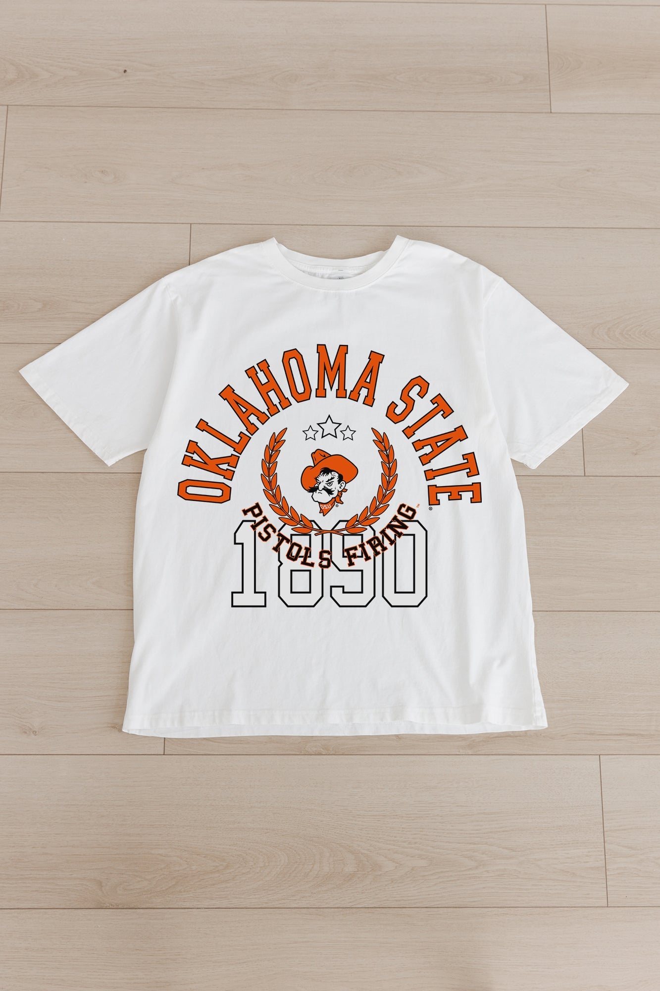 OKLAHOMA STATE COWBOYS GO FOR TWO OVERSIZED CREWNECK TEE BY MADI PREWETT TROUTT