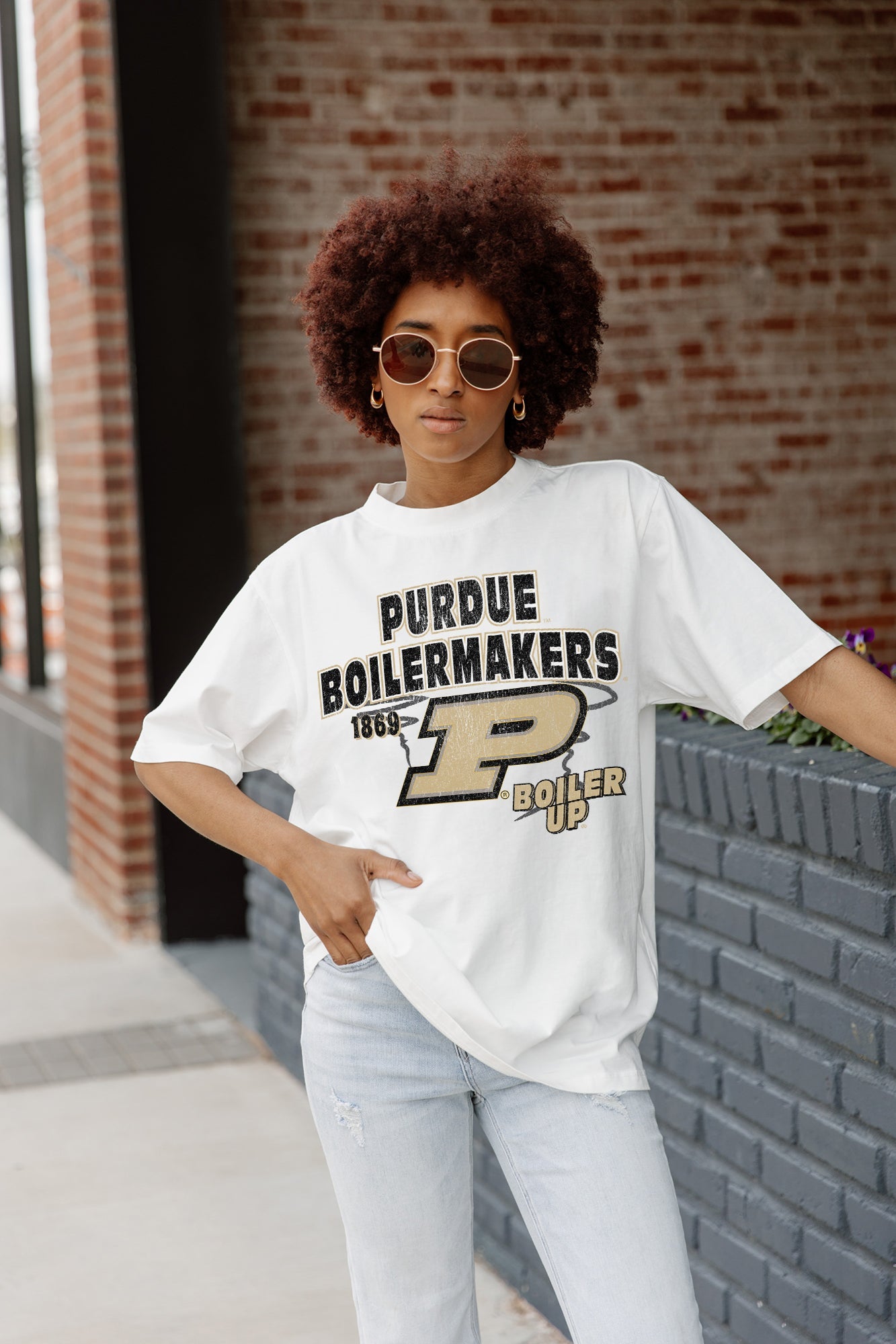 PURDUE BOILERMAKERS IN THE LEAD OVERSIZED CREWNECK TEE