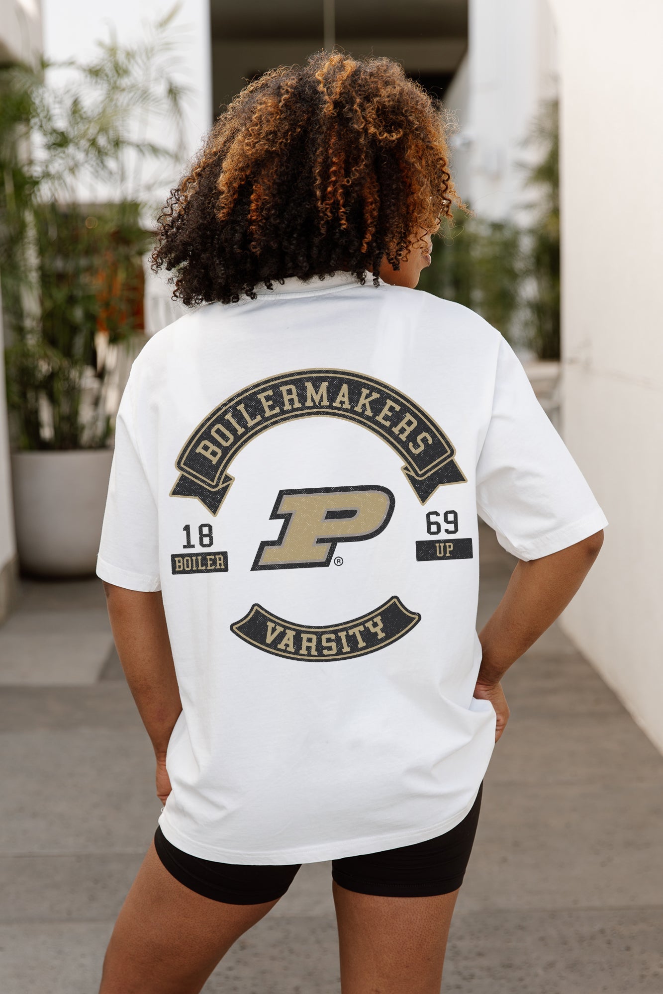 PURDUE BOILERMAKERS OUT OF BOUNDS OVERSIZED CREWNECK TEE