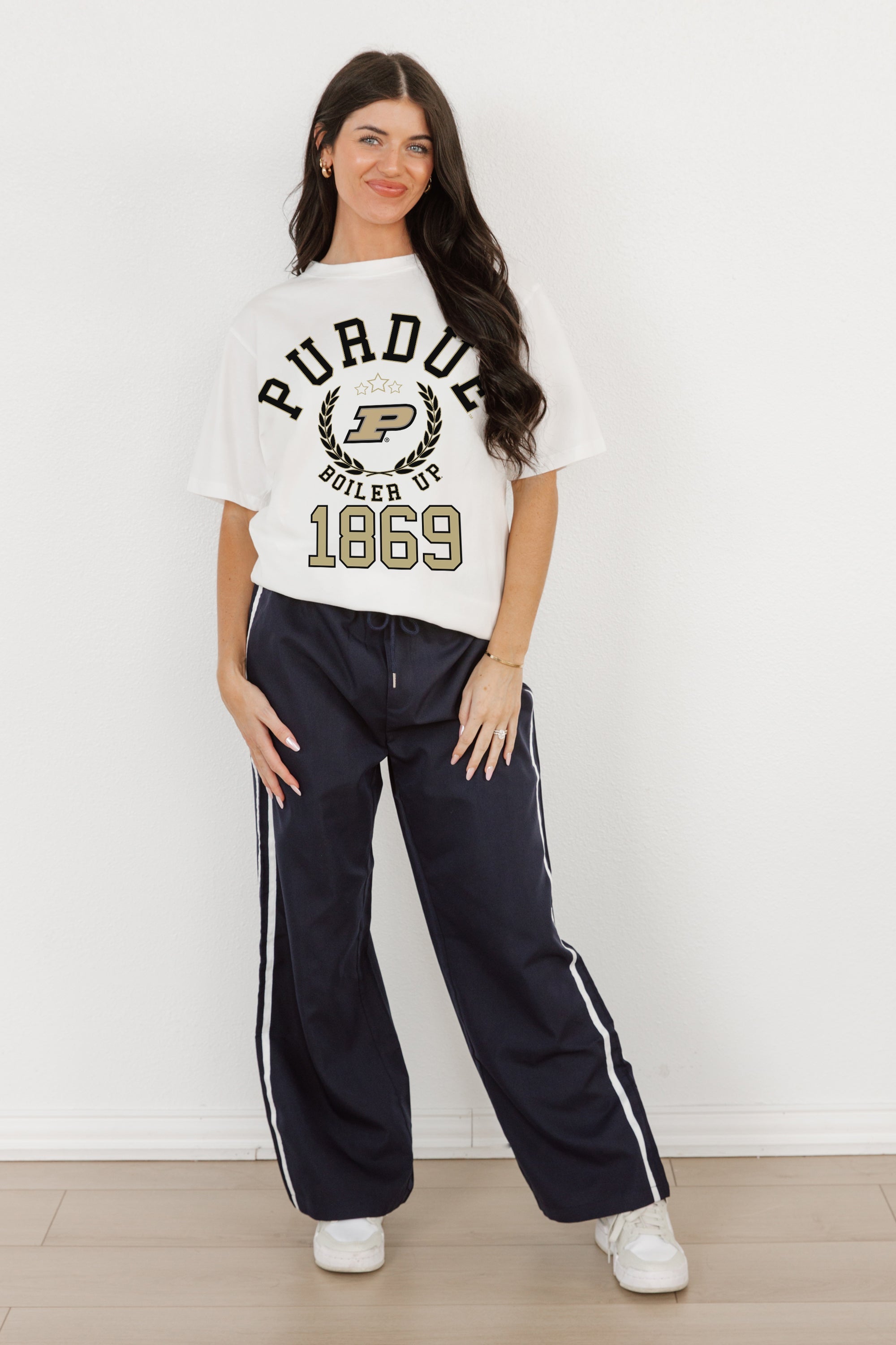 PURDUE BOILERMAKERS GO FOR TWO OVERSIZED CREWNECK TEE BY MADI PREWETT TROUTT