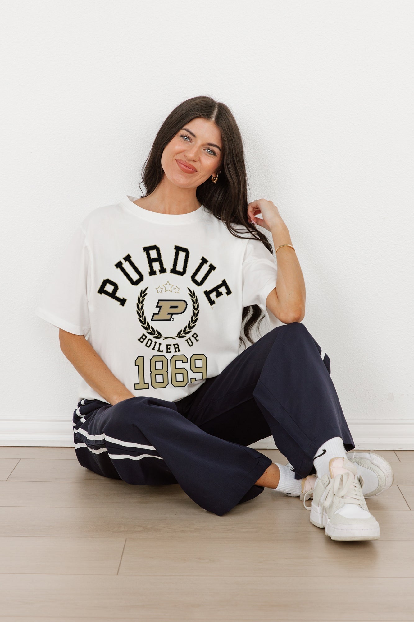 PURDUE BOILERMAKERS GO FOR TWO OVERSIZED CREWNECK TEE BY MADI PREWETT TROUTT