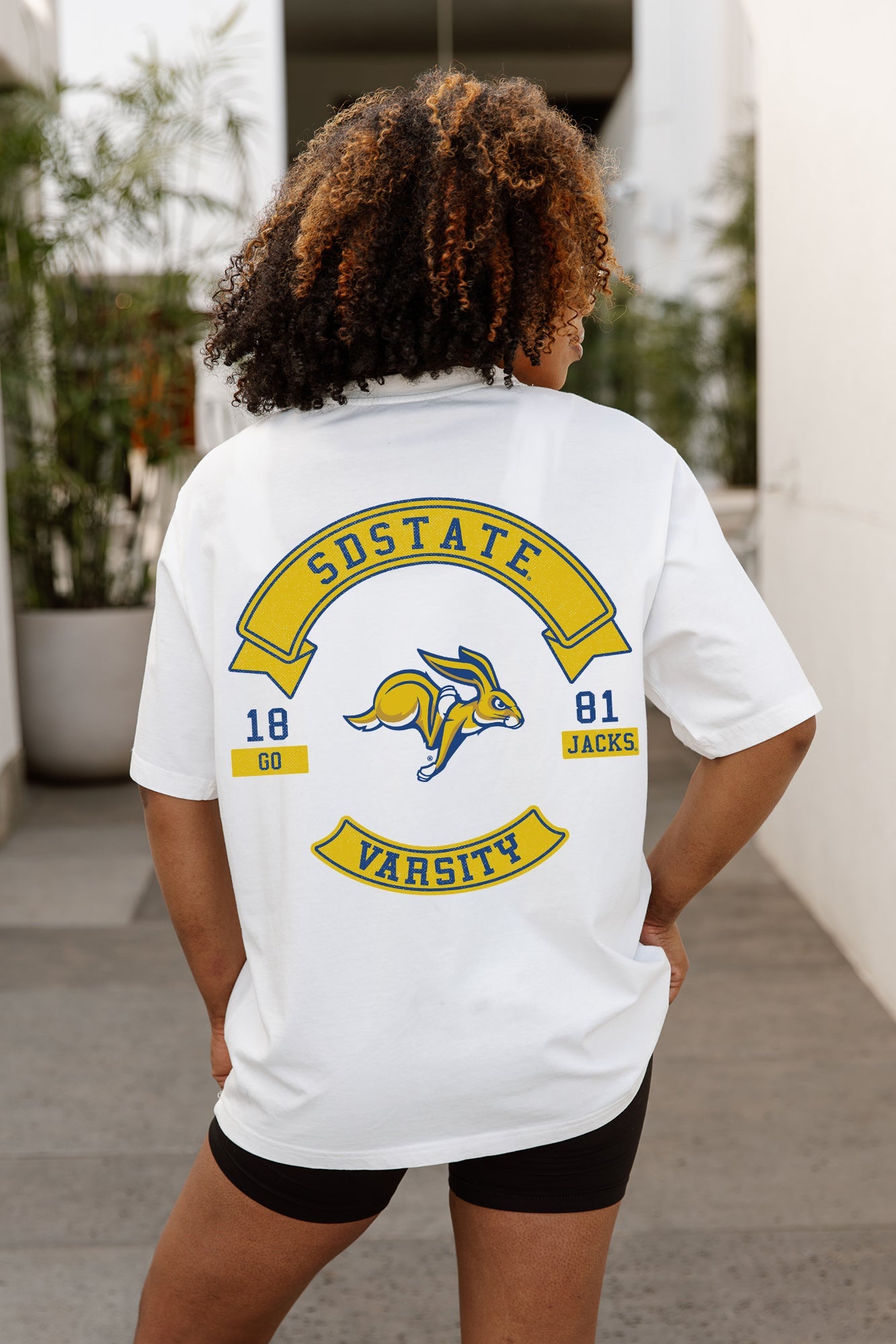 SOUTH DAKOTA STATE JACKRABBITS OUT OF BOUNDS OVERSIZED CREWNECK TEE