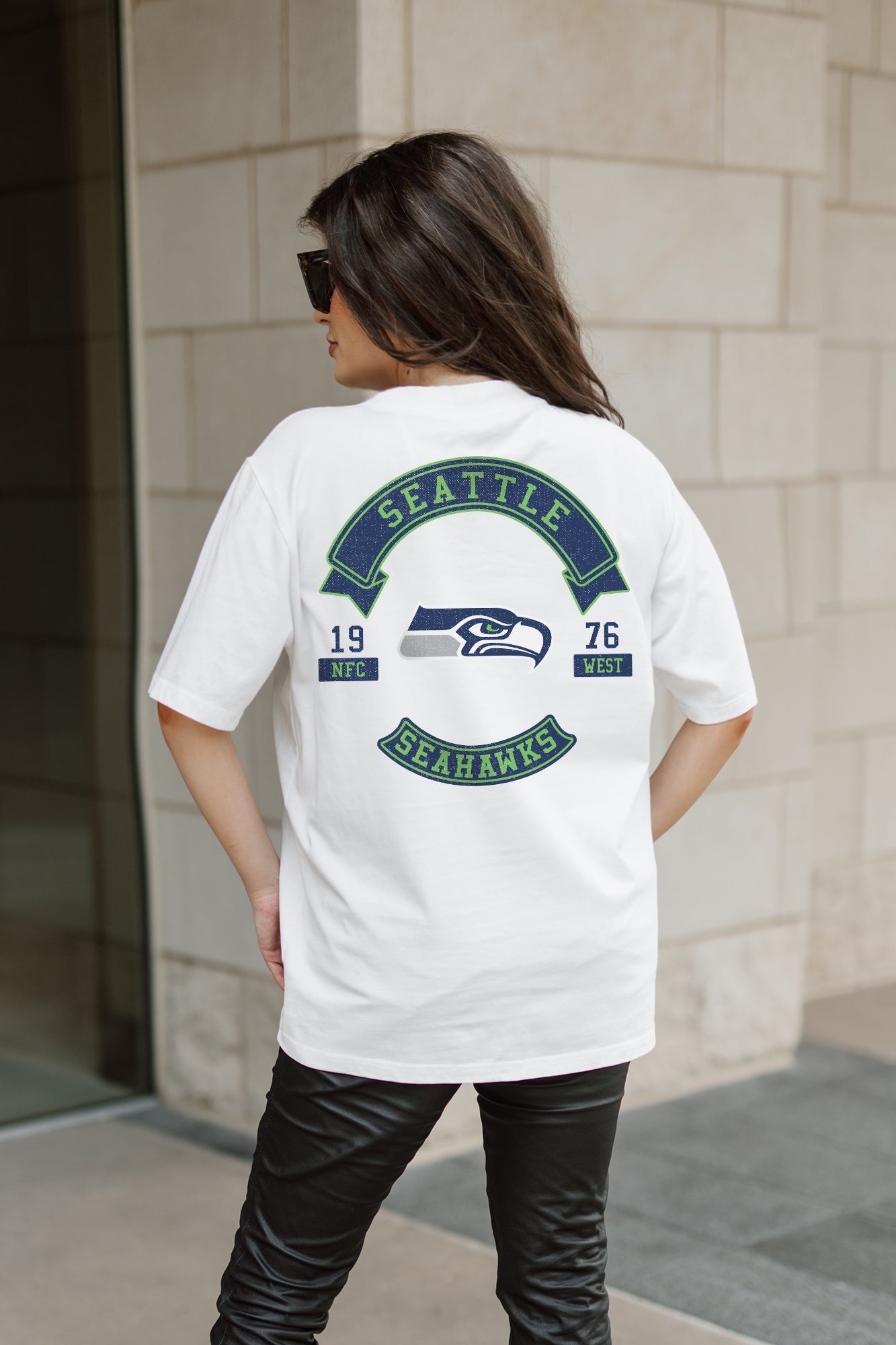 SEATTLE SEAHAWKS OUT OF BOUNDS OVERSIZED CREWNECK TEE