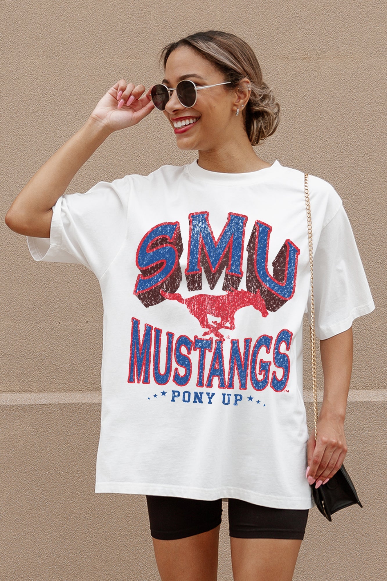 SMU MUSTANGS SHAKEDOWN OVERSIZED CREWNECK TEE