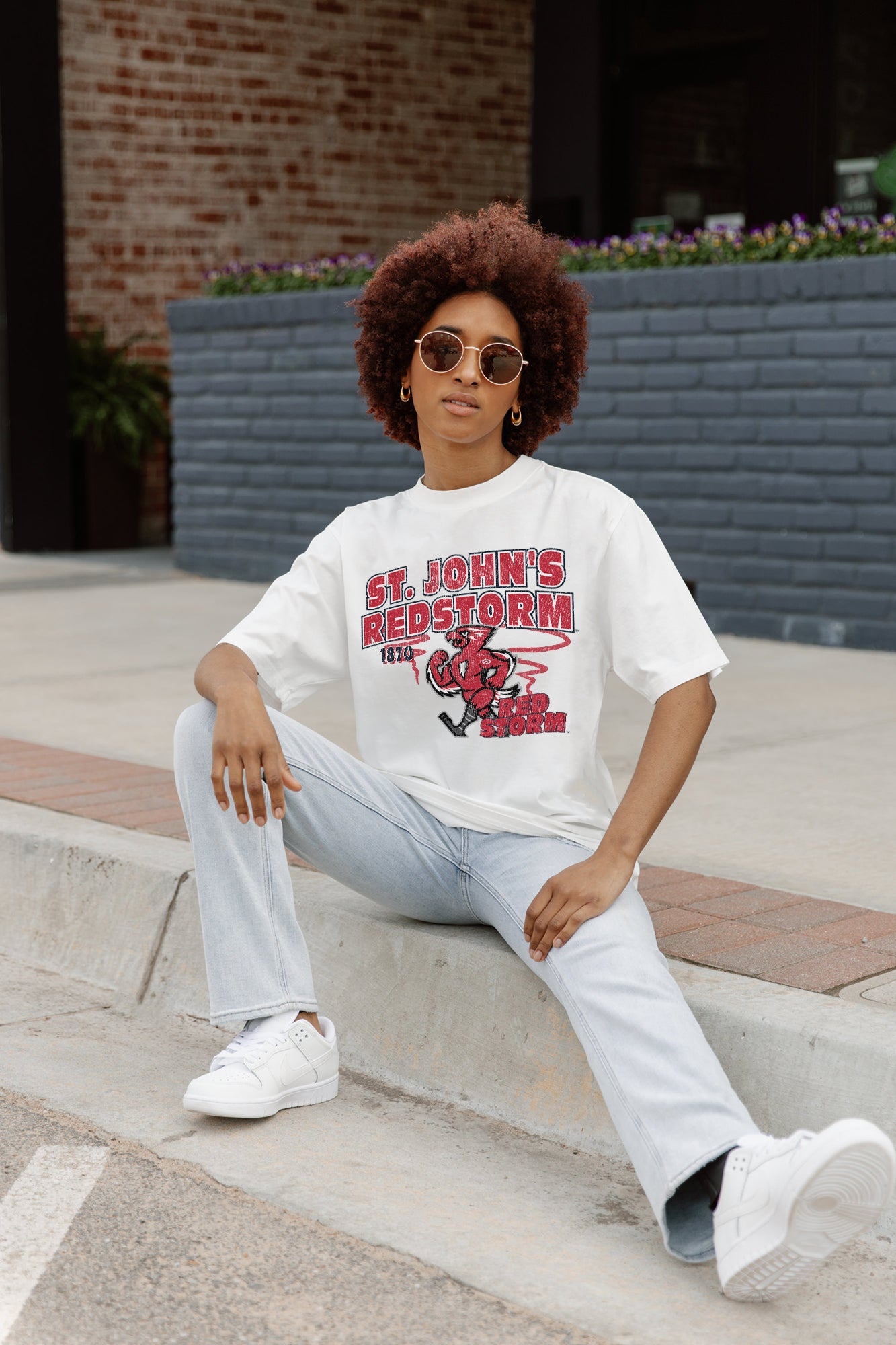 ST. JOHN'S RED STORM IN THE LEAD OVERSIZED CREWNECK TEE