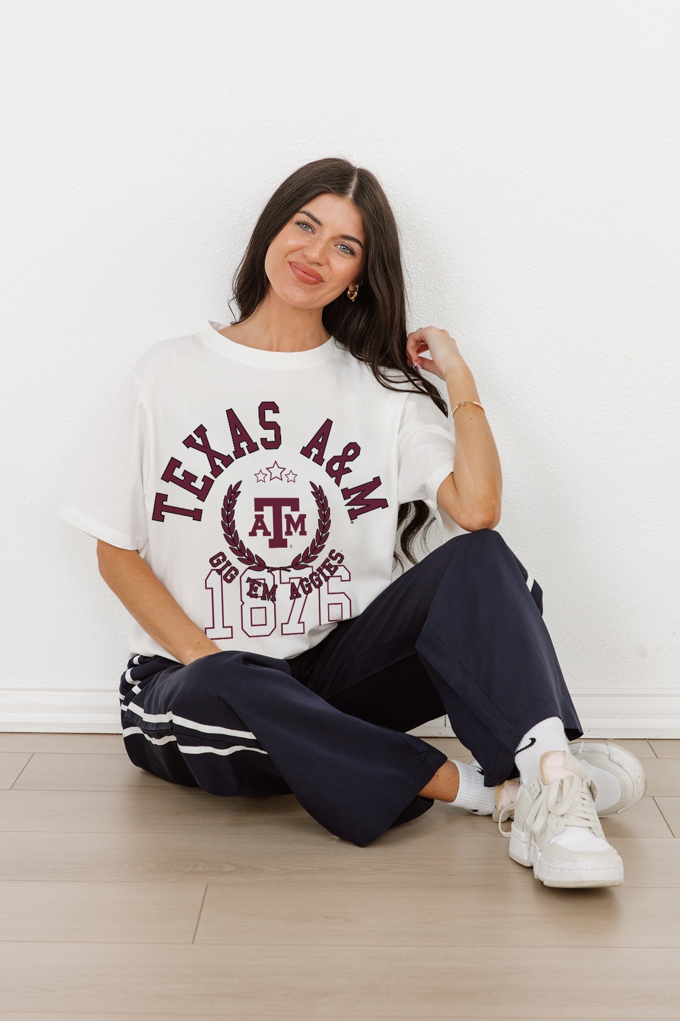 TEXAS A&M AGGIES GO FOR TWO OVERSIZED CREWNECK TEE BY MADI PREWETT TROUTT