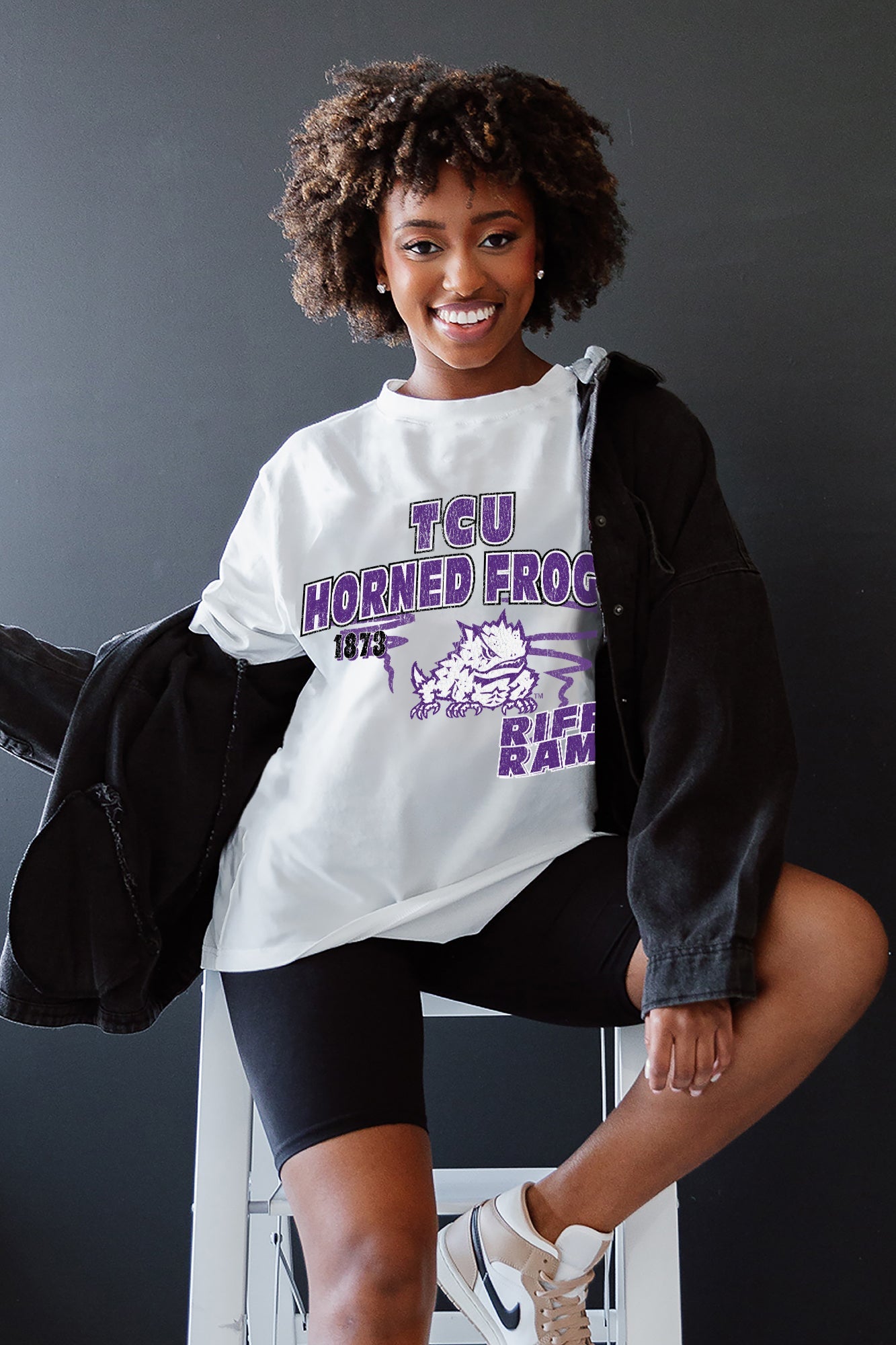 TCU HORNED FROGS IN THE LEAD OVERSIZED CREWNECK TEE