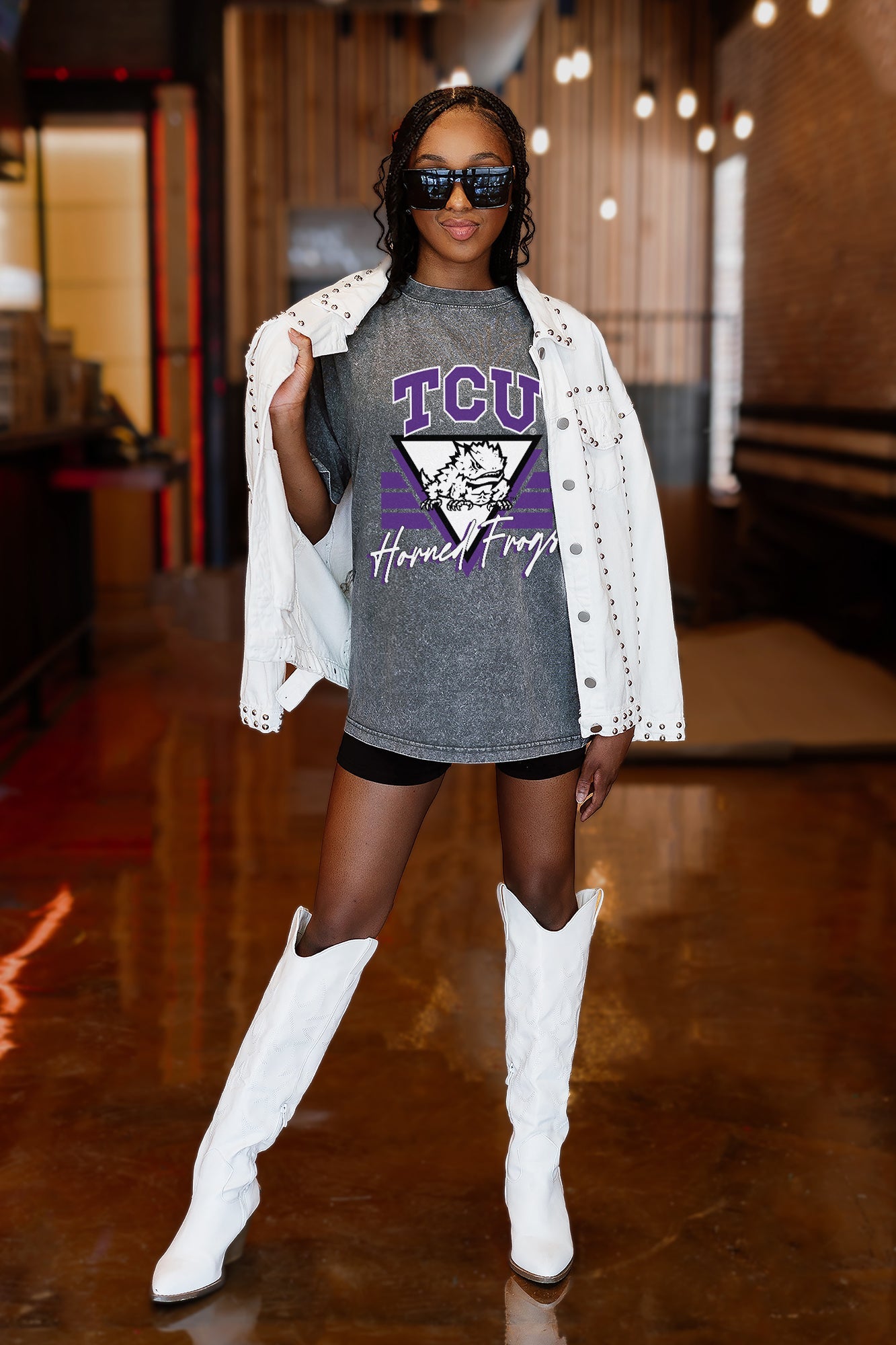 TCU HORNED FROGS PLAY IT FORWARD OVERSIZED CREWNECK TEE