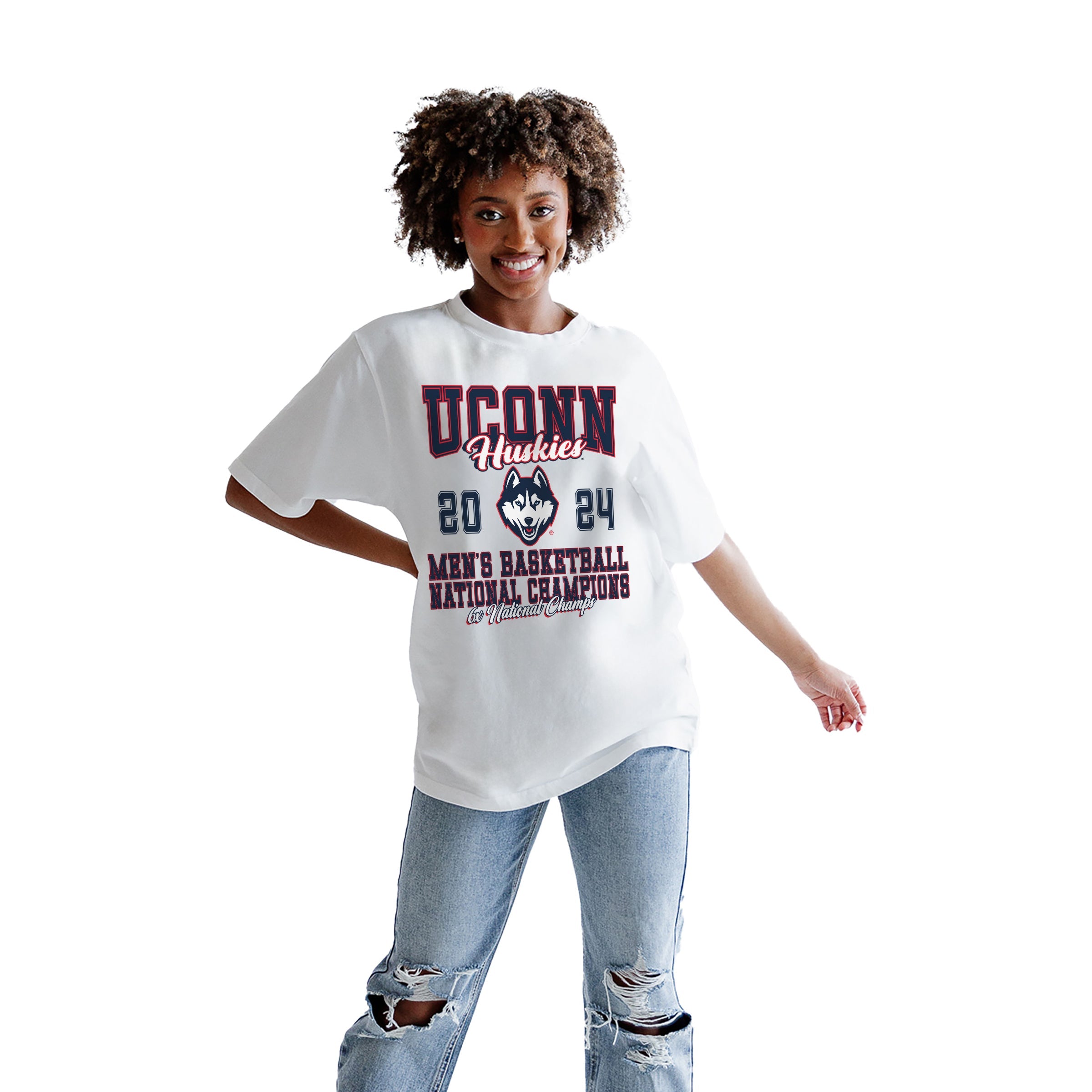 UCONN HUSKIES FREE THROW OVERSIZED CREWNECK TEE