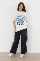 NORTH CAROLINA TAR HEELS GO FOR TWO OVERSIZED CREWNECK TEE BY MADI PREWETT TROUTT