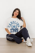 NORTH CAROLINA TAR HEELS GO FOR TWO OVERSIZED CREWNECK TEE BY MADI PREWETT TROUTT