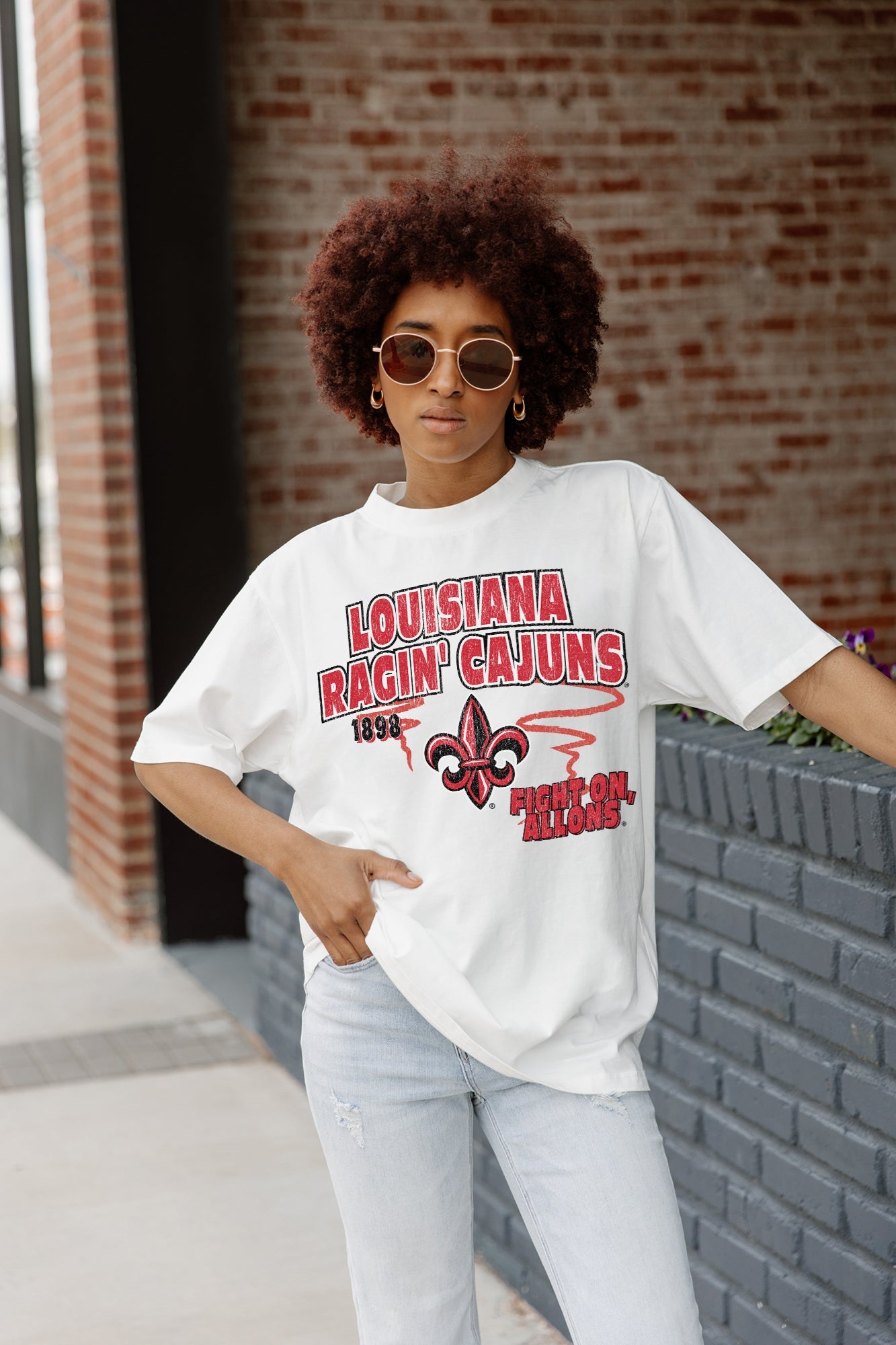 LOUISIANA RAGIN' CAJUNS IN THE LEAD OVERSIZED CREWNECK TEE