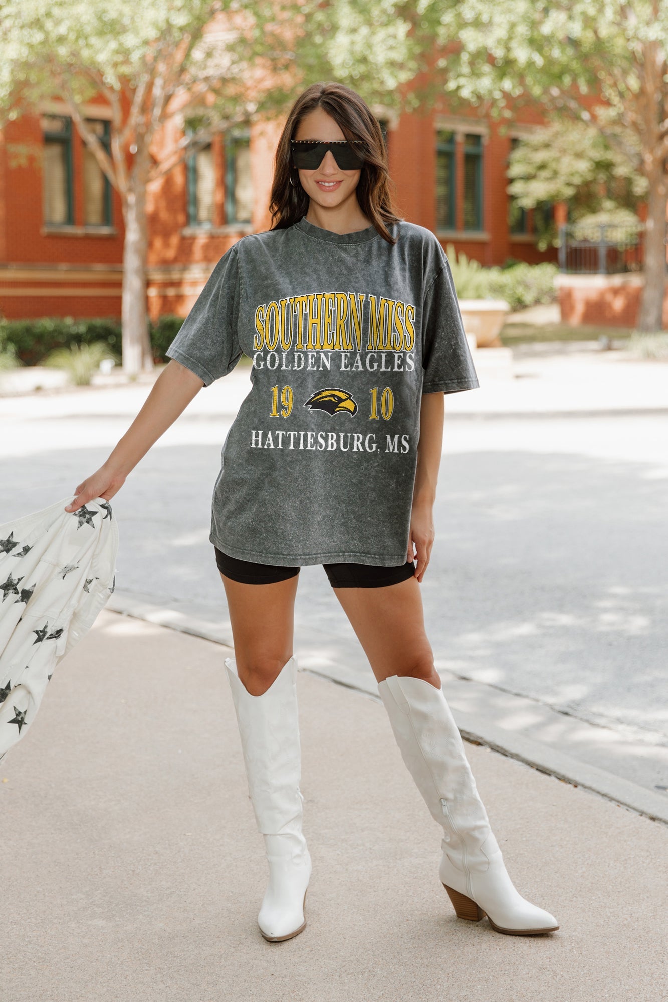 SOUTHERN MISS GOLDEN EAGLES THROWBACK OVERSIZED CREWNECK TEE