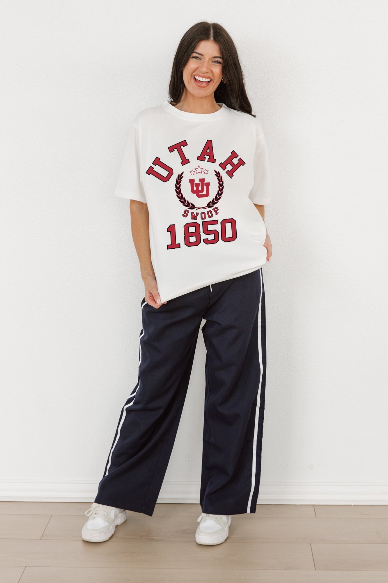 UTAH UTES GO FOR TWO OVERSIZED CREWNECK TEE BY MADI PREWETT TROUTT