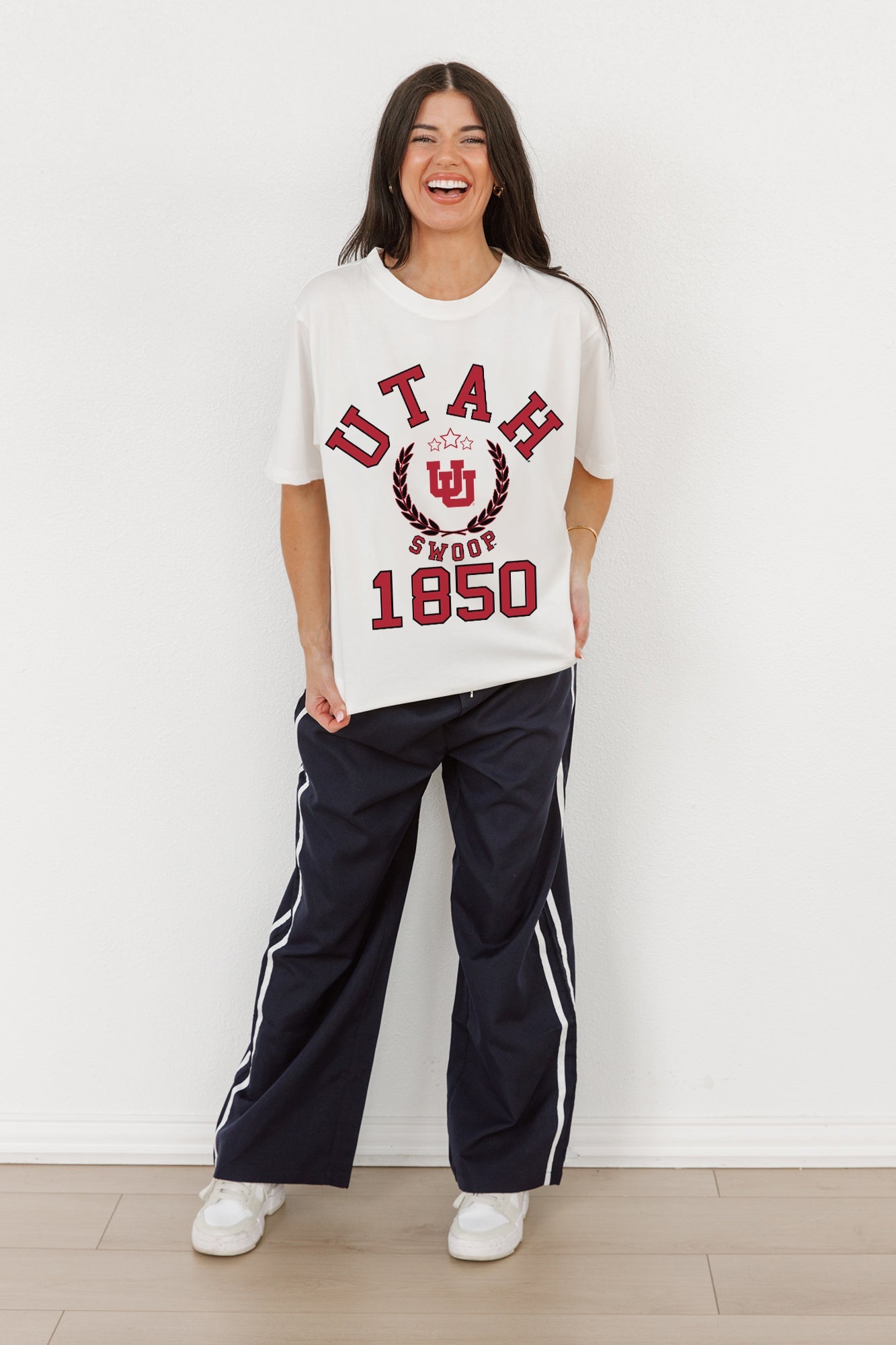 UTAH UTES GO FOR TWO OVERSIZED CREWNECK TEE BY MADI PREWETT TROUTT