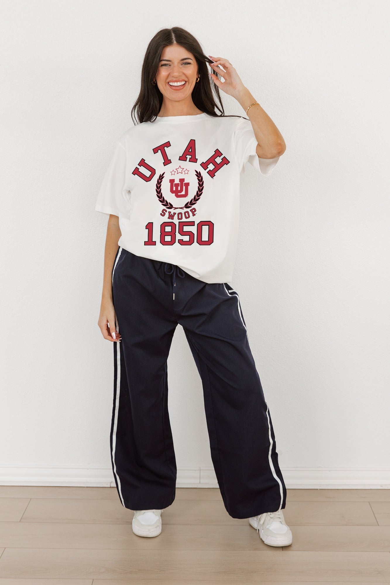 UTAH UTES GO FOR TWO OVERSIZED CREWNECK TEE BY MADI PREWETT TROUTT