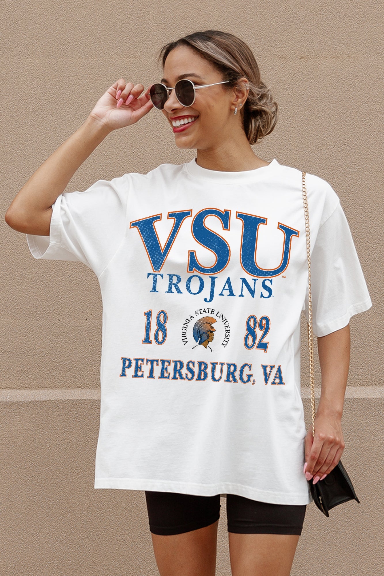 VIRGINIA STATE TROJANS UNITY OVERSIZED CREWNECK TEE