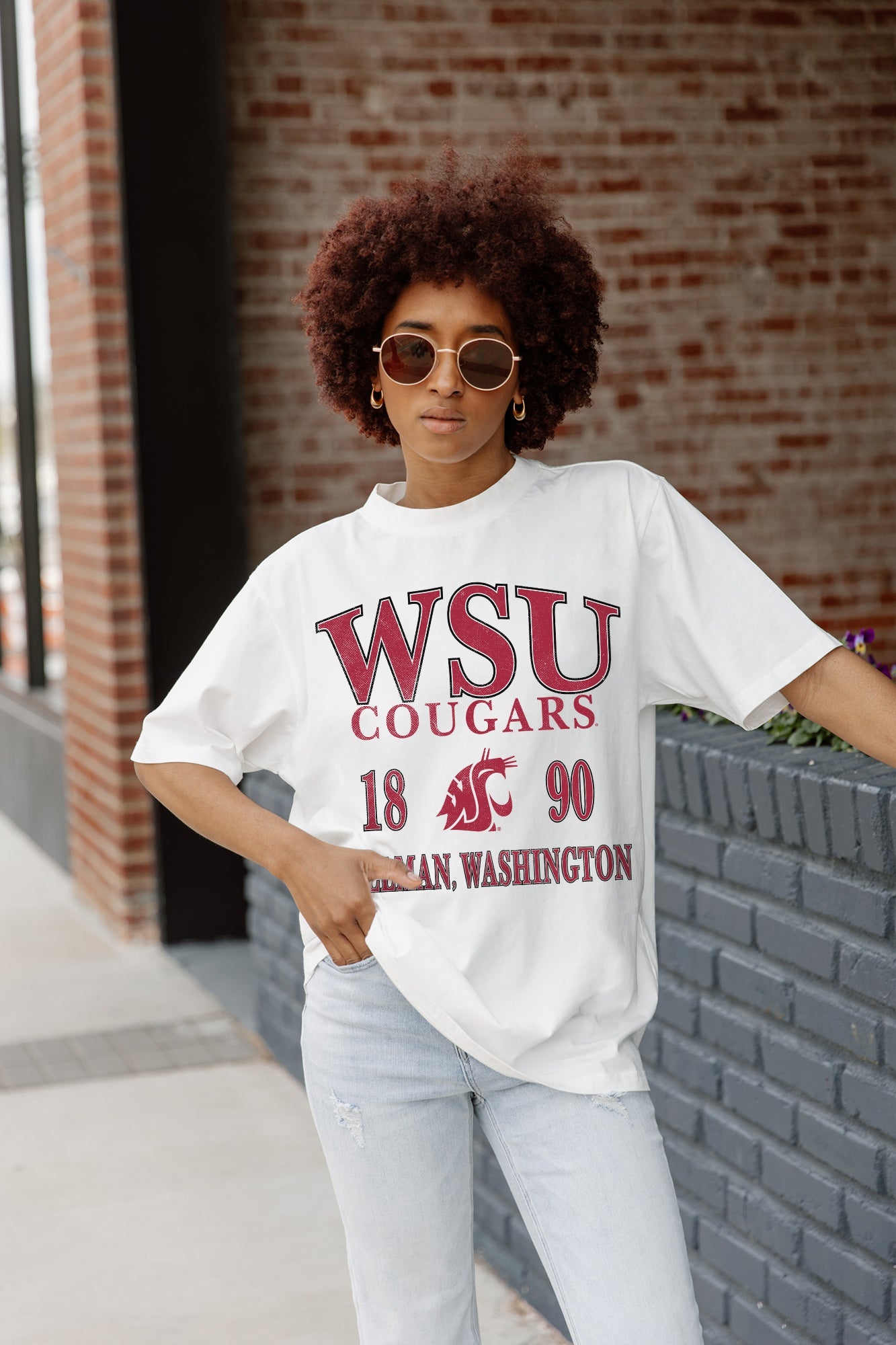 WASHINGTON STATE COUGARS UNITY OVERSIZED CREWNECK TEE