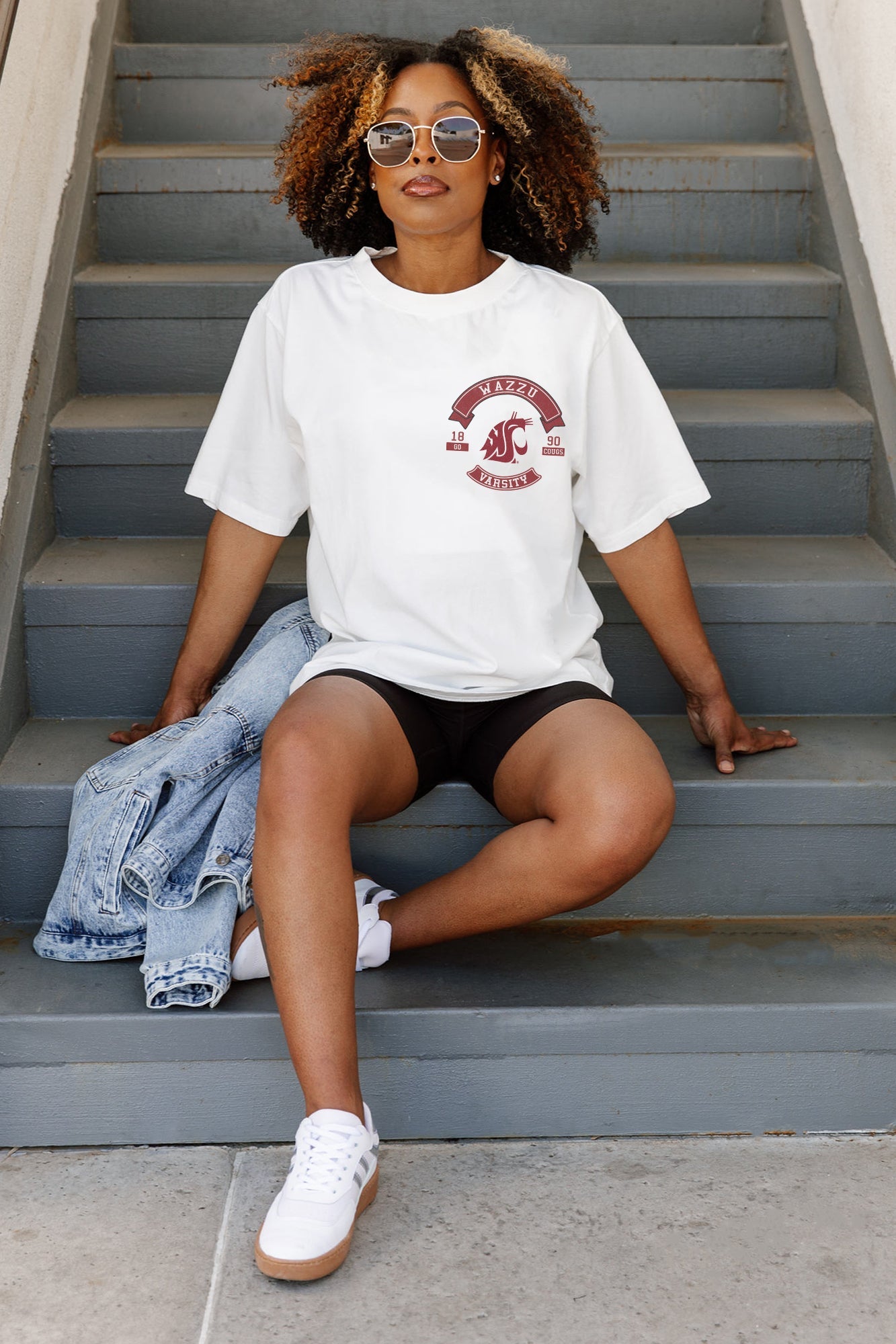 WASHINGTON STATE COUGARS OUT OF BOUNDS OVERSIZED CREWNECK TEE