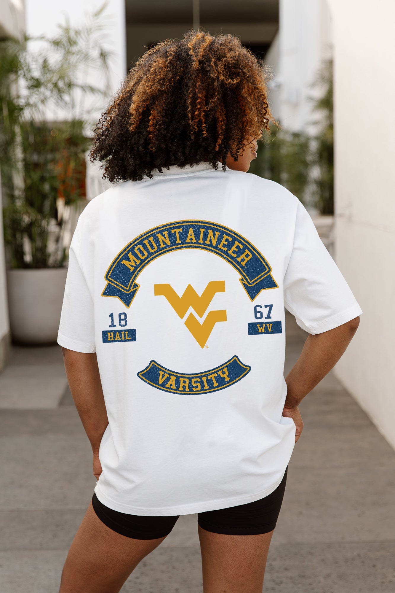 WEST VIRGINIA MOUNTAINEERS OUT OF BOUNDS OVERSIZED CREWNECK TEE