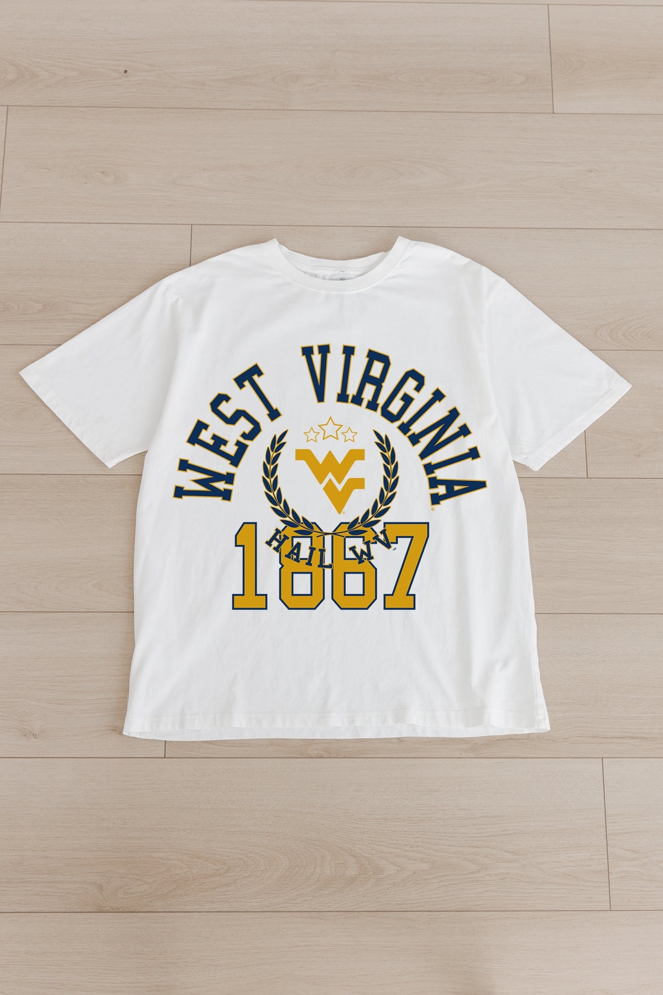 WEST VIRGINIA MOUNTAINEERS GO FOR TWO OVERSIZED CREWNECK TEE BY MADI PREWETT TROUTT