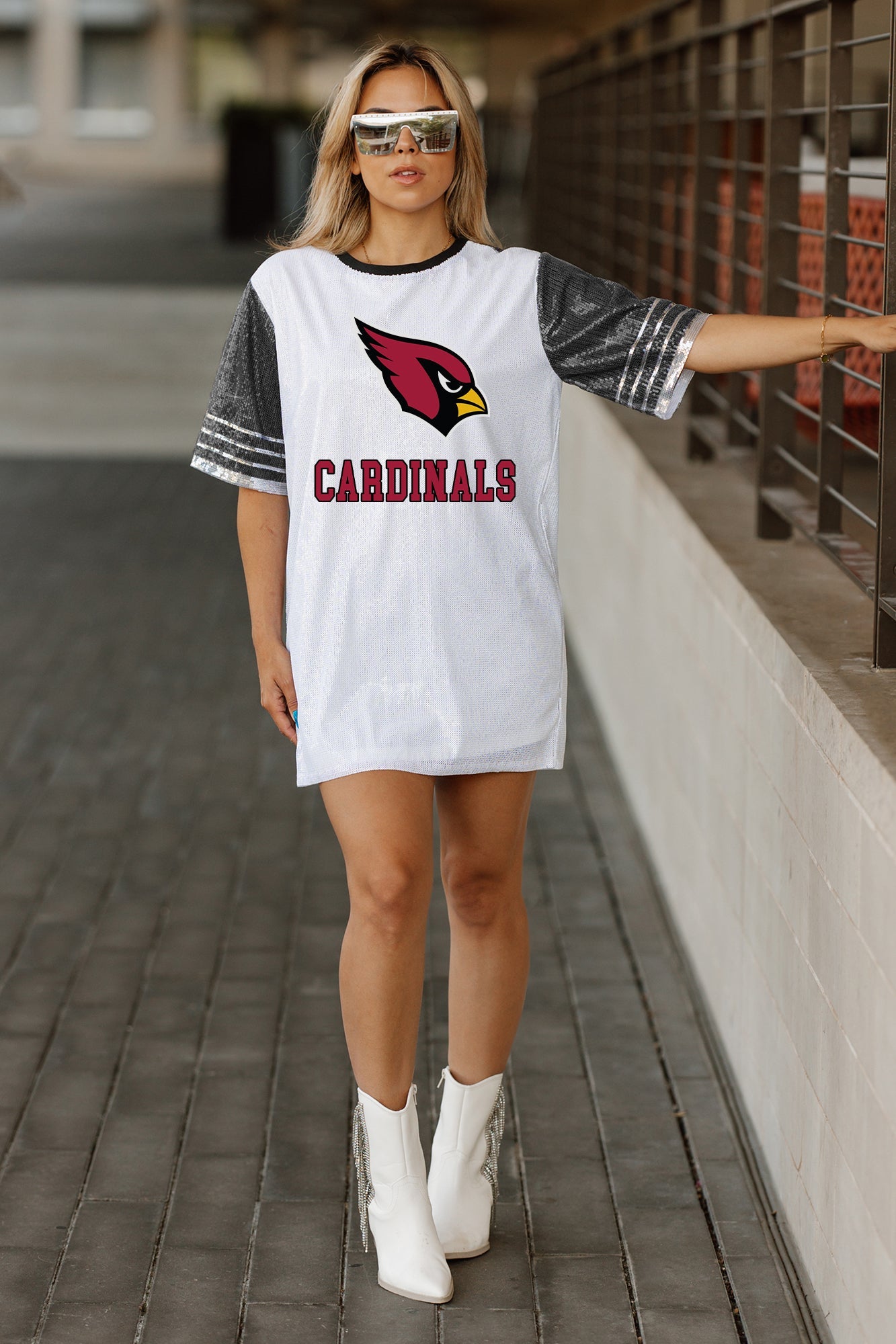 ARIZONA CARDINALS BLING IT FULL SEQUIN JERSEY DRESS