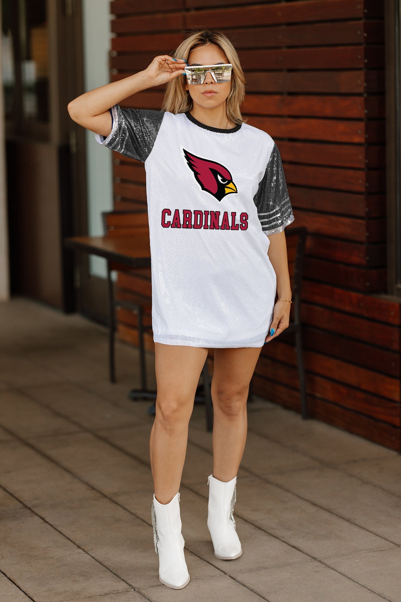 ARIZONA CARDINALS BLING IT FULL SEQUIN JERSEY DRESS