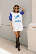 DETROIT LIONS CHIC CHAMPS FULL SEQUIN JERSEY DRESS