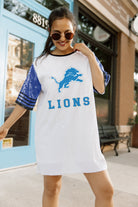 DETROIT LIONS CHIC CHAMPS FULL SEQUIN JERSEY DRESS