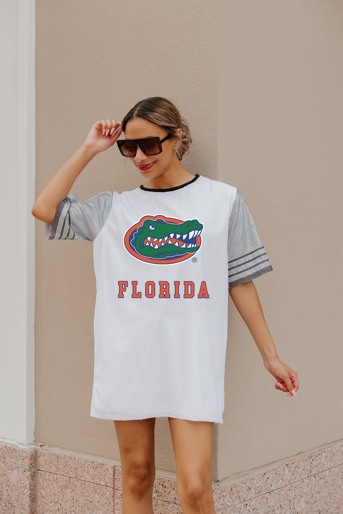 FLORIDA GATORS BLING IT FULL SEQUIN JERSEY DRESS